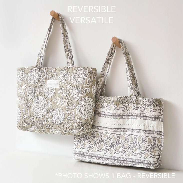 Coastal Tote Bag - Adare Taupe - Quahog Bay Bedding