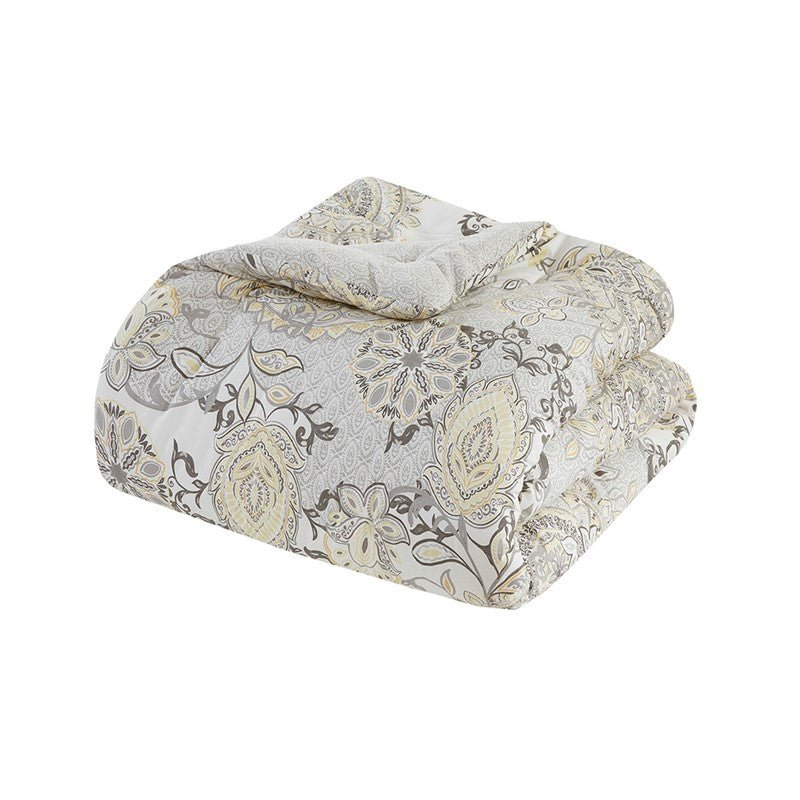 Coastal Yellow Medallion Floral Comforter Set - Cotton Isla 8PCS - Quahog Bay Bedding