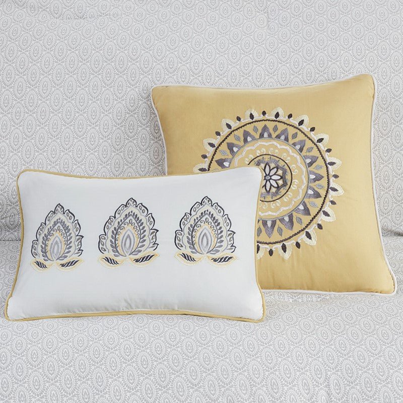 Coastal Yellow Medallion Floral Comforter Set - Cotton Isla 8PCS - Quahog Bay Bedding