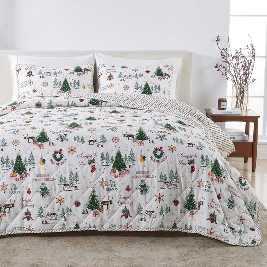 Colorful Christmas Quilt Set - Christmas Holiday Quilts - Quahog Bay Bedding