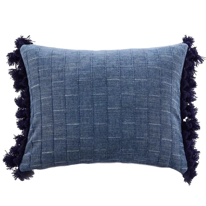 Bennett Chambray Tassel Pillow - Coastal Accent Pillows - Quahog Bay Bedding