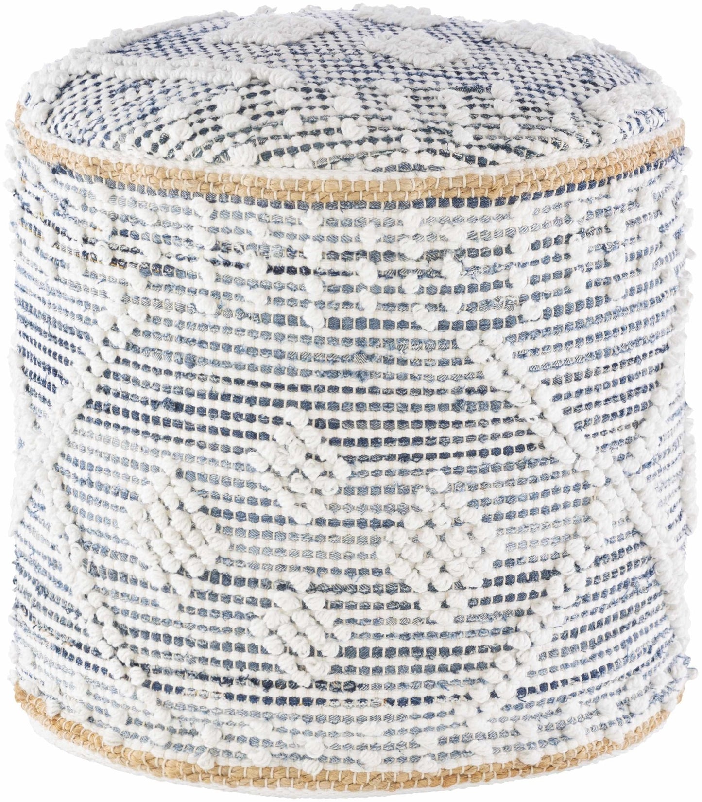 Coombabah Blue and White Cylinder Pouf - Quahog Bay Bedding