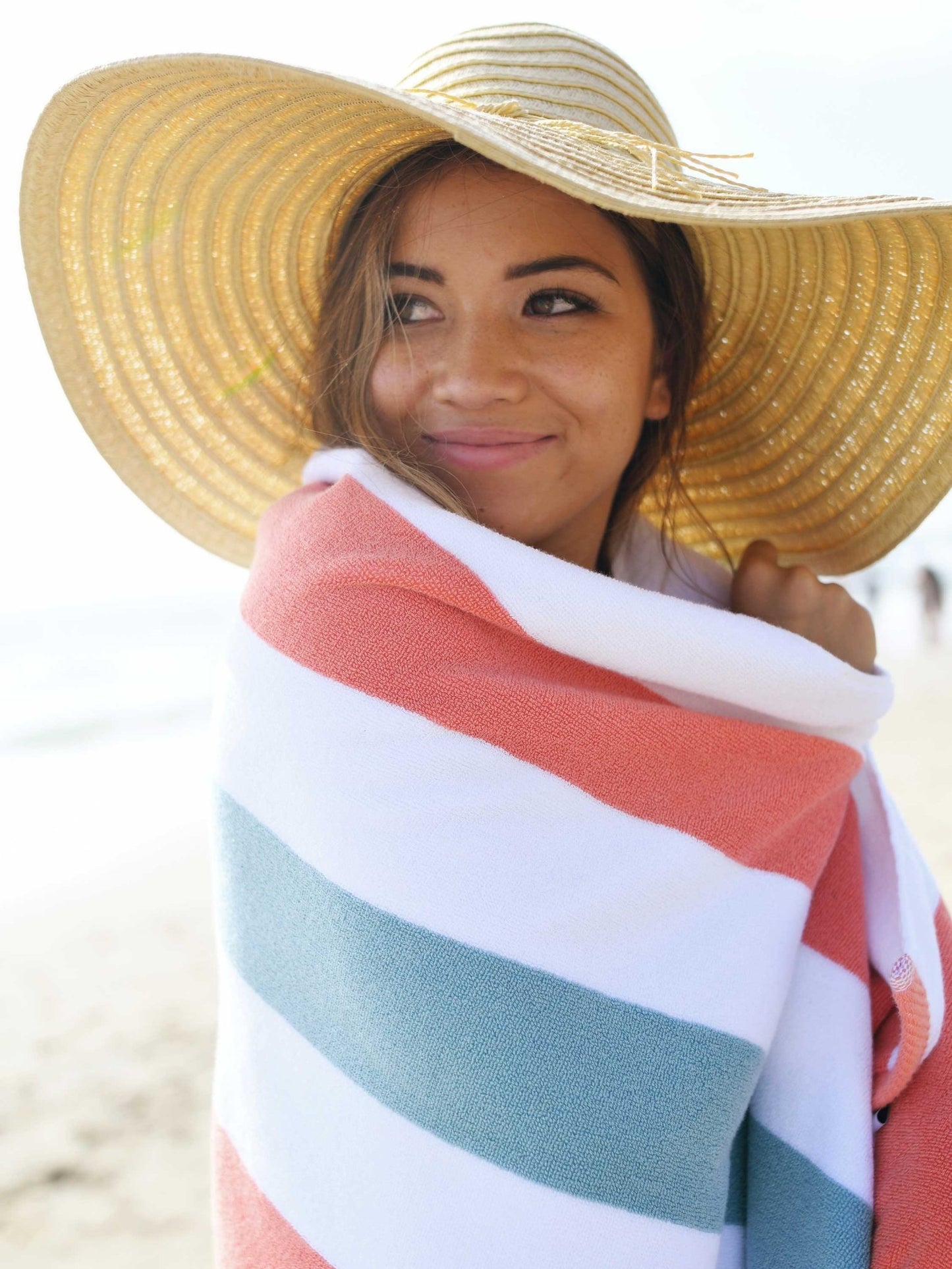 Coral Sea Glass Cabana Beach Towel - Quahog Bay Bedding