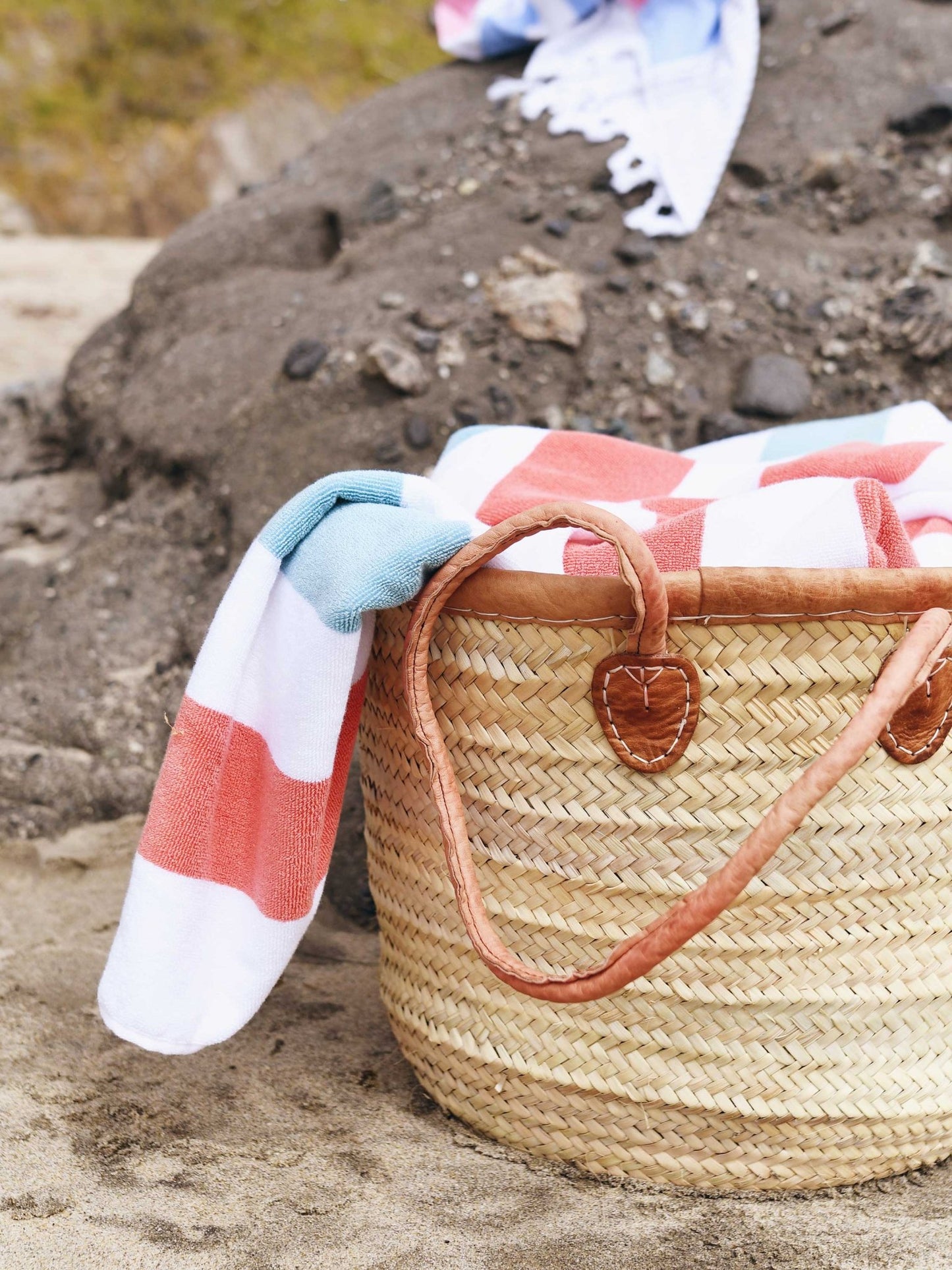 Coral Sea Glass Cabana Beach Towel - Quahog Bay Bedding