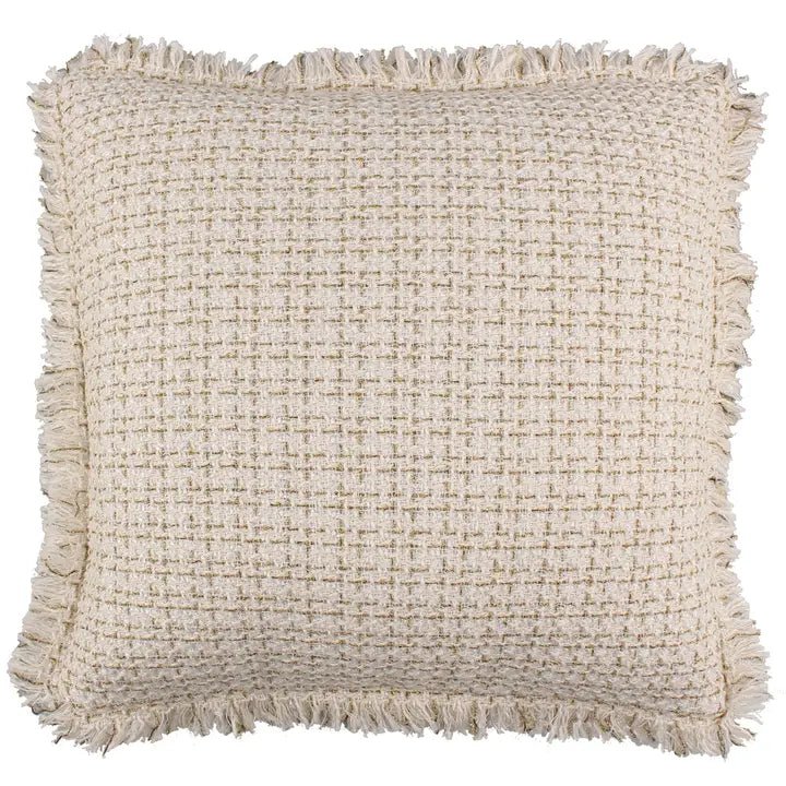 Cosima Textured Fringe Pillow - Coastal Accent Pillows - Quahog Bay Bedding