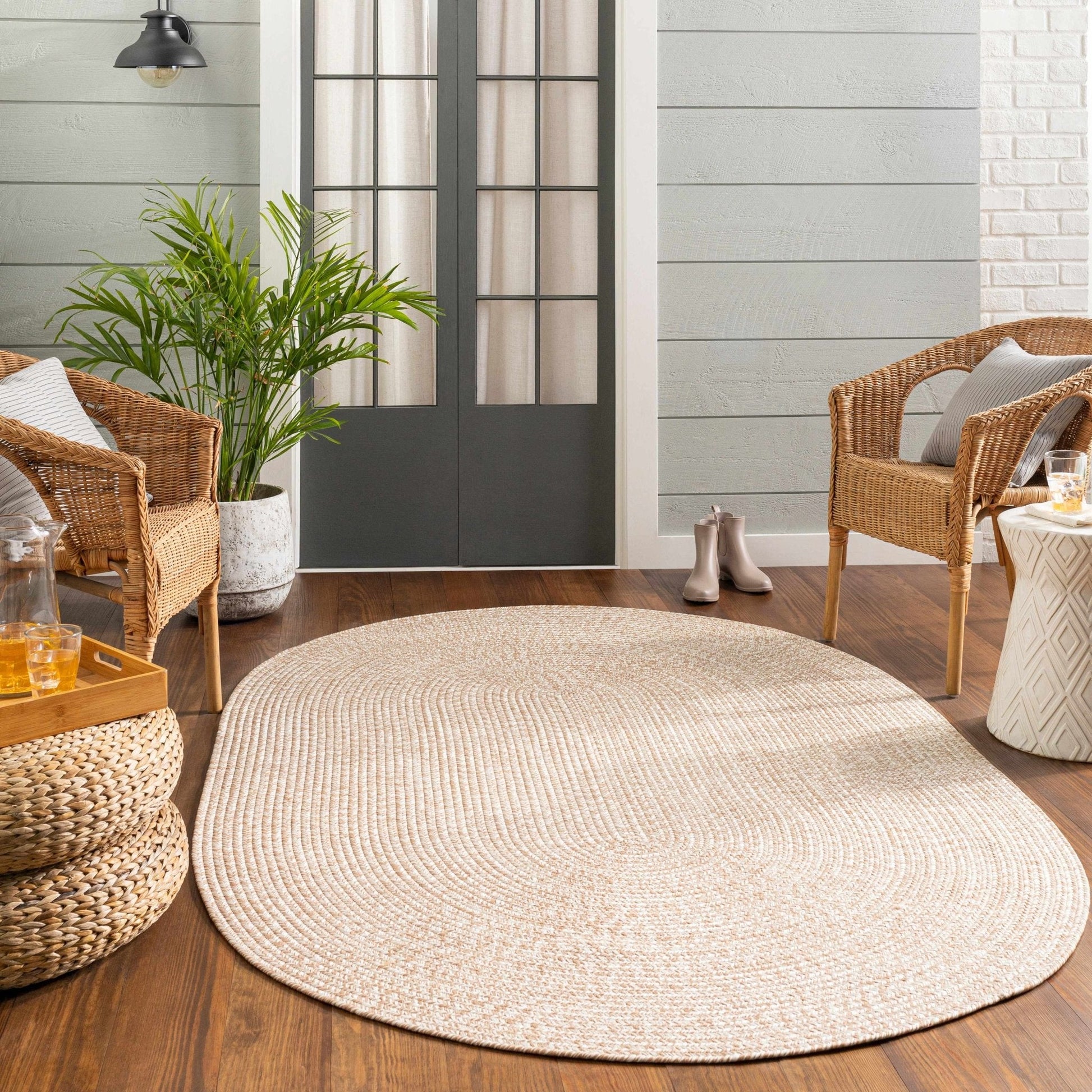 Cream Braided Faux Jute Rug - Quahog Bay Bedding