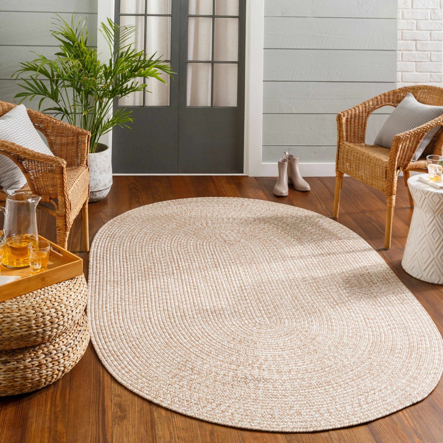 Cream Braided Faux Jute Rug - Quahog Bay Bedding