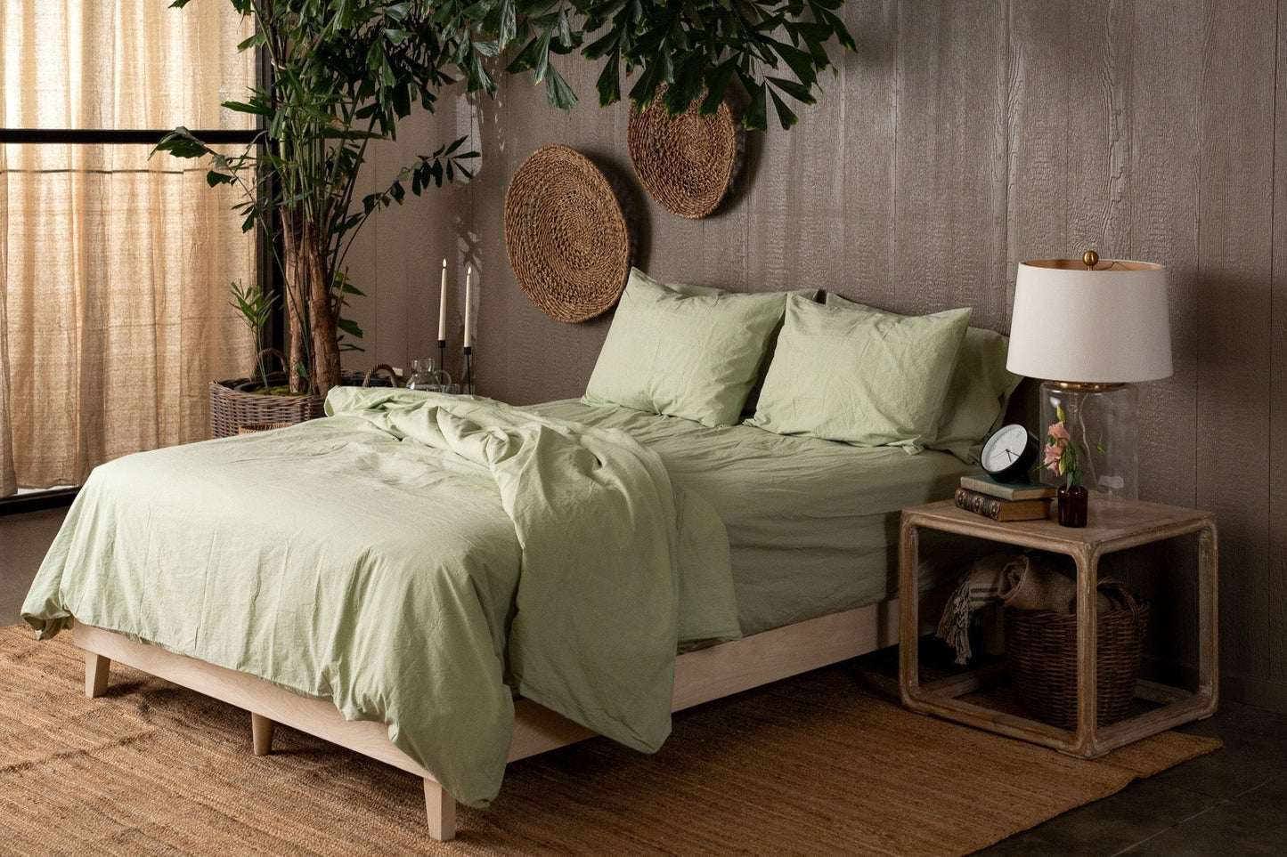Crinkle Percale Organic Cotton Duvet Cover Set + Shams - Quahog Bay Bedding