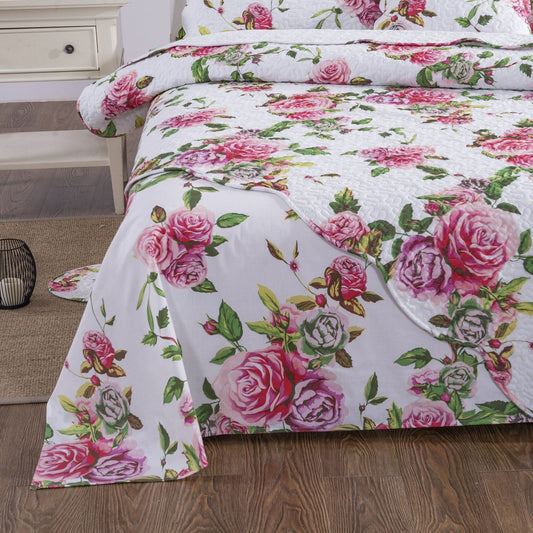 Romantic Roses Lovely Floral Garden Fitted & Flat Bed Sheet Set w/ Pillow Cases - Quahog Bay Bedding