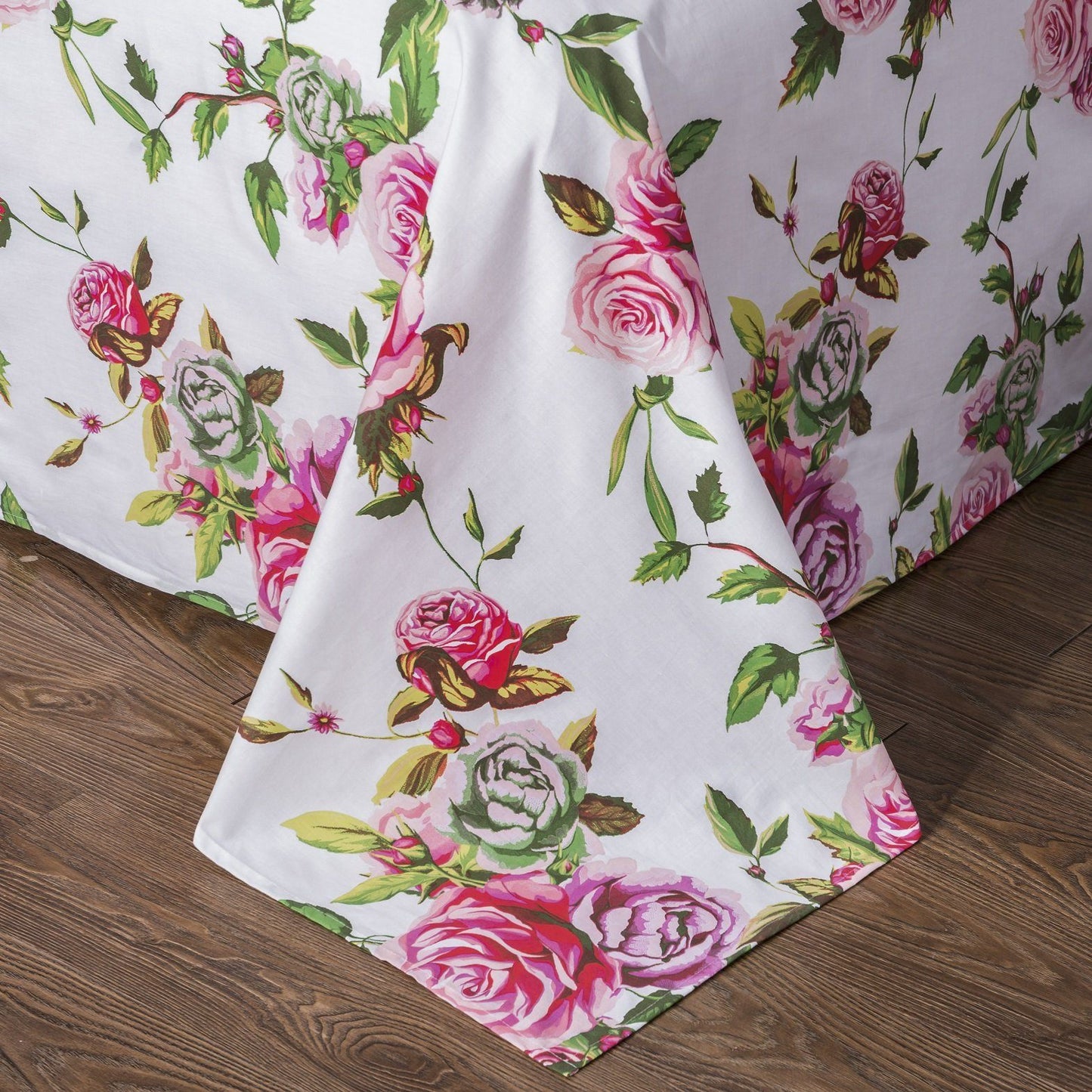 Romantic Roses Lovely Floral Garden Fitted & Flat Bed Sheet Set w/ Pillow Cases - Quahog Bay Bedding