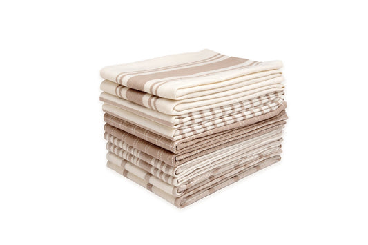 Dan River 10 Pack Cotton Flat Assorted Kitchen Towels - Quahog Bay Bedding
