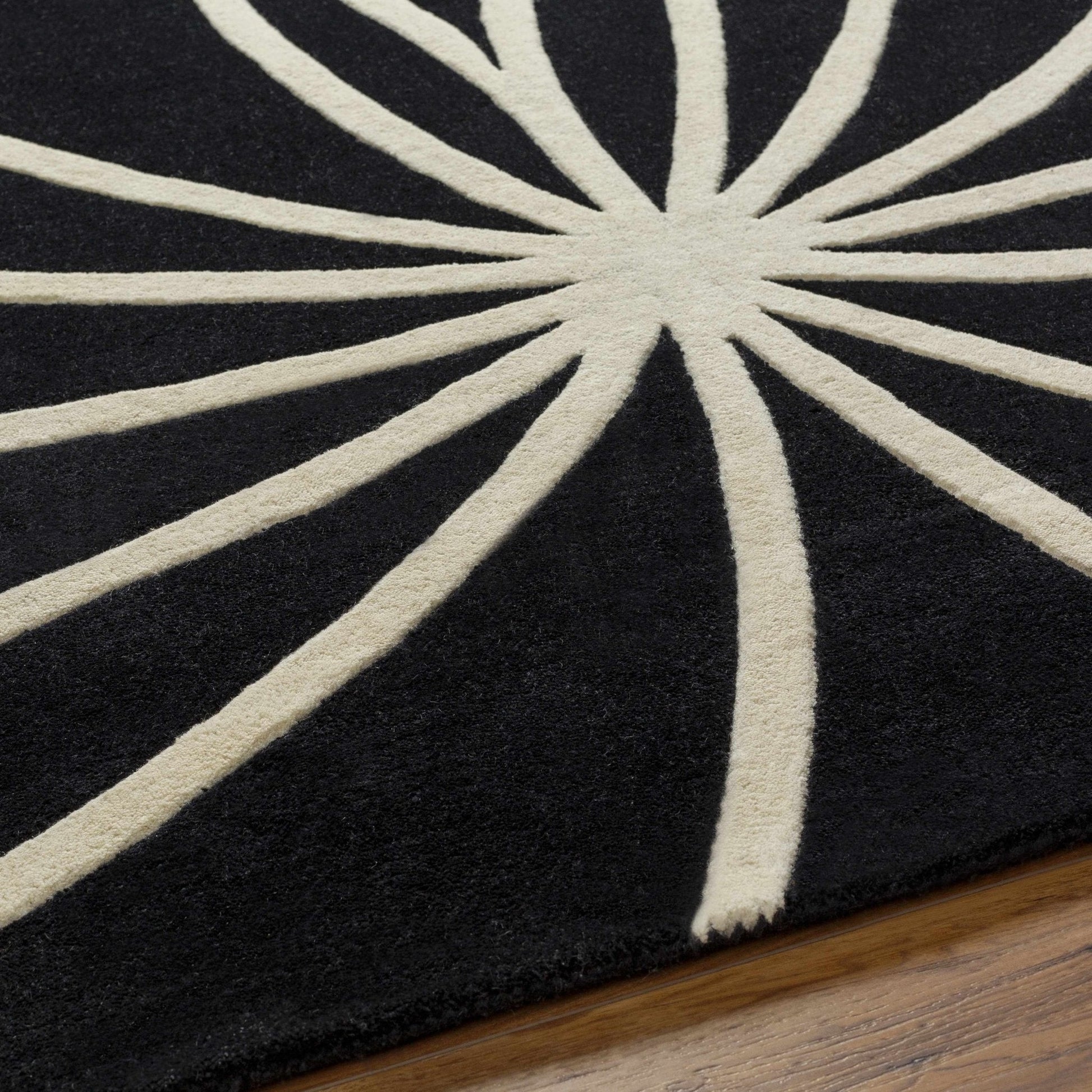 Davison Black Geometric Wool Carpet - Quahog Bay Bedding