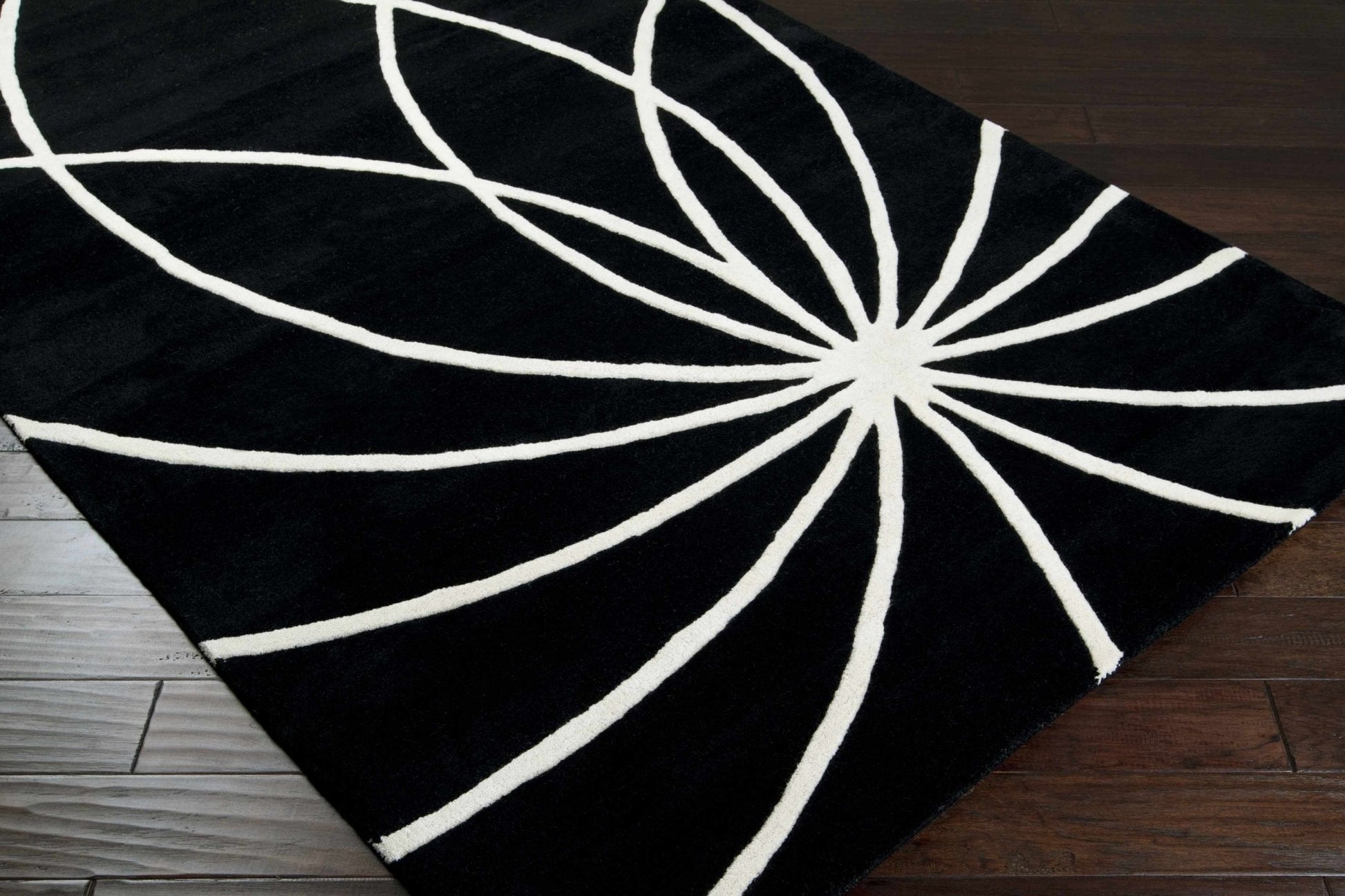 Davison Black Geometric Wool Carpet - Quahog Bay Bedding