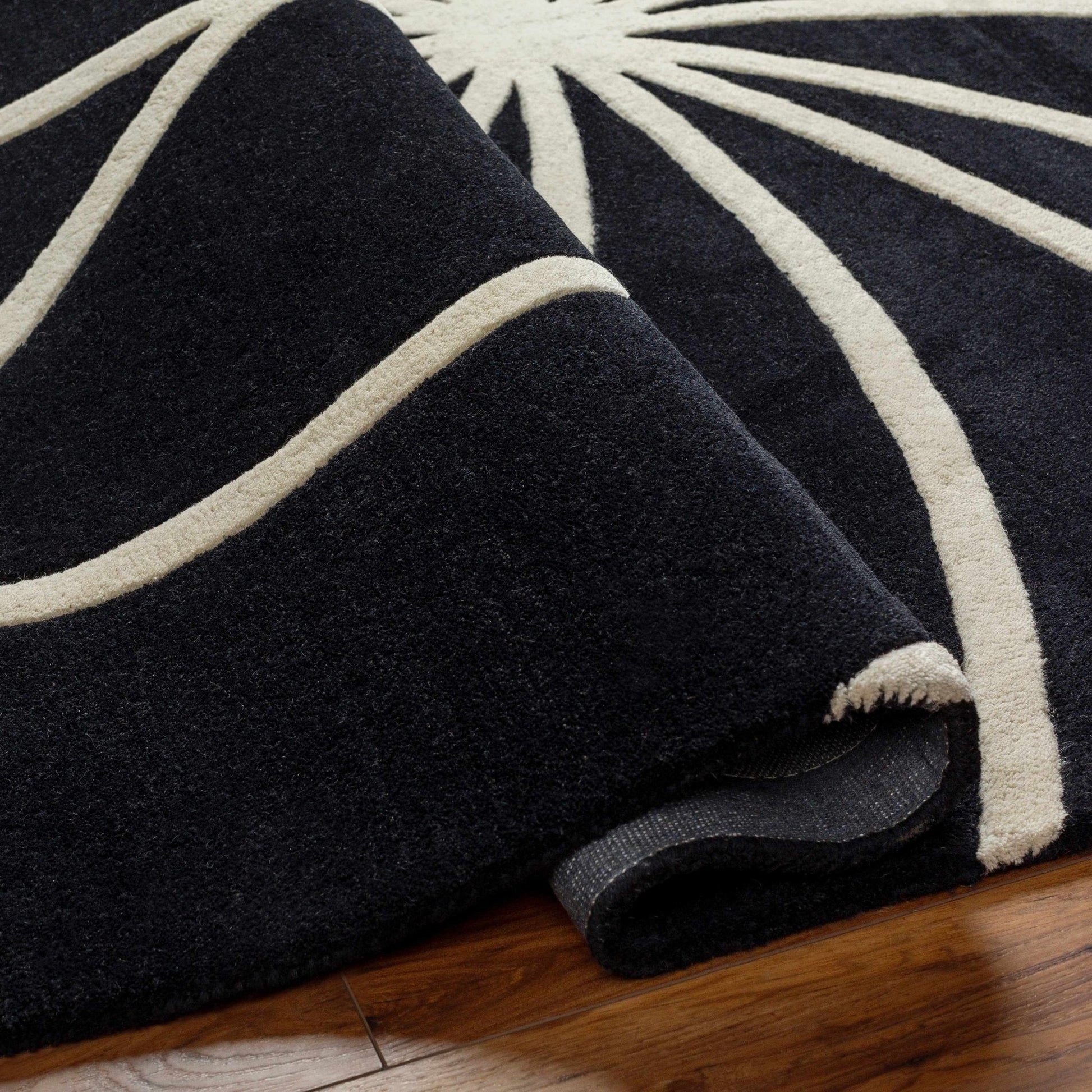 Davison Black Geometric Wool Carpet - Quahog Bay Bedding