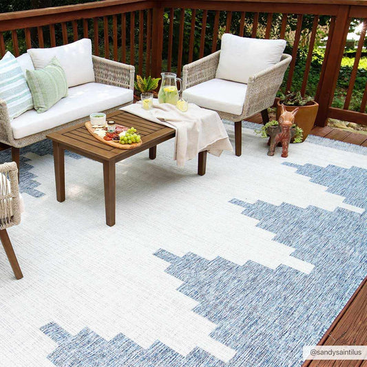 Djugun Blue Outdoor Rug - Quahog Bay Bedding