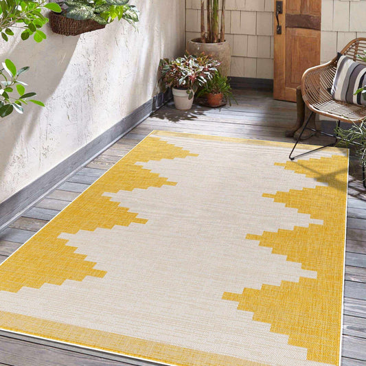 Djugun Yellow Outdoor Rug - Quahog Bay Bedding