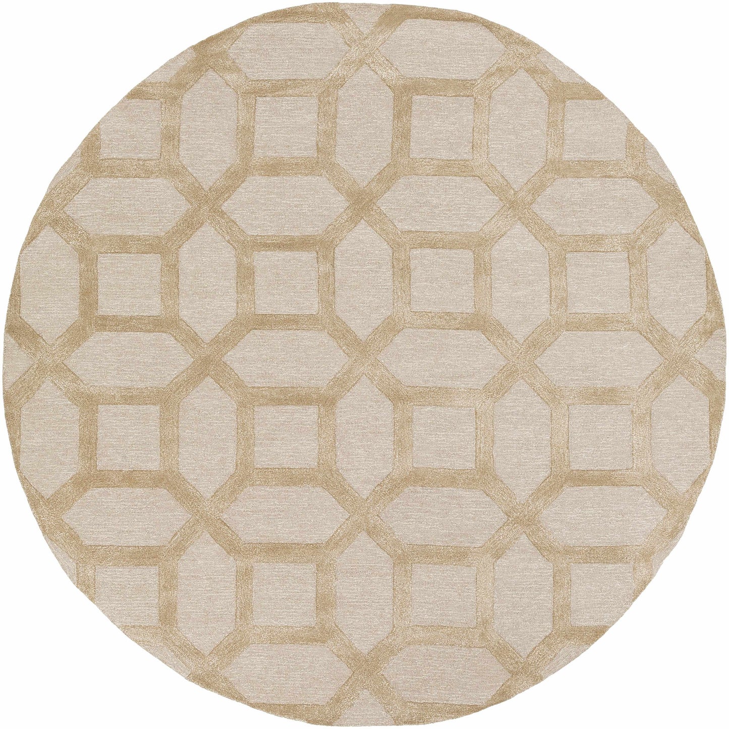 Circular Dodgertown Area Rug - Ivory Beige Wool | Hand Tufted, featuring a soft texture and modern design for home decor.