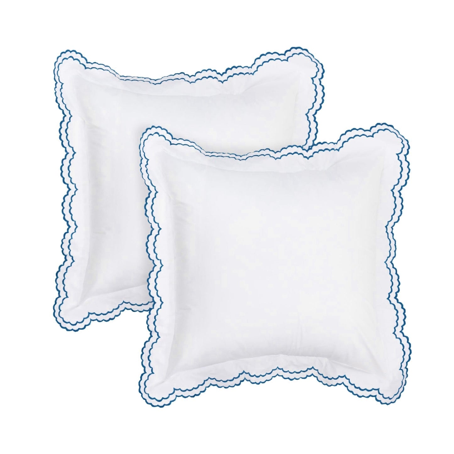 Double Scallop Embroidered Percale Euro Sham Pair - Quahog Bay Bedding