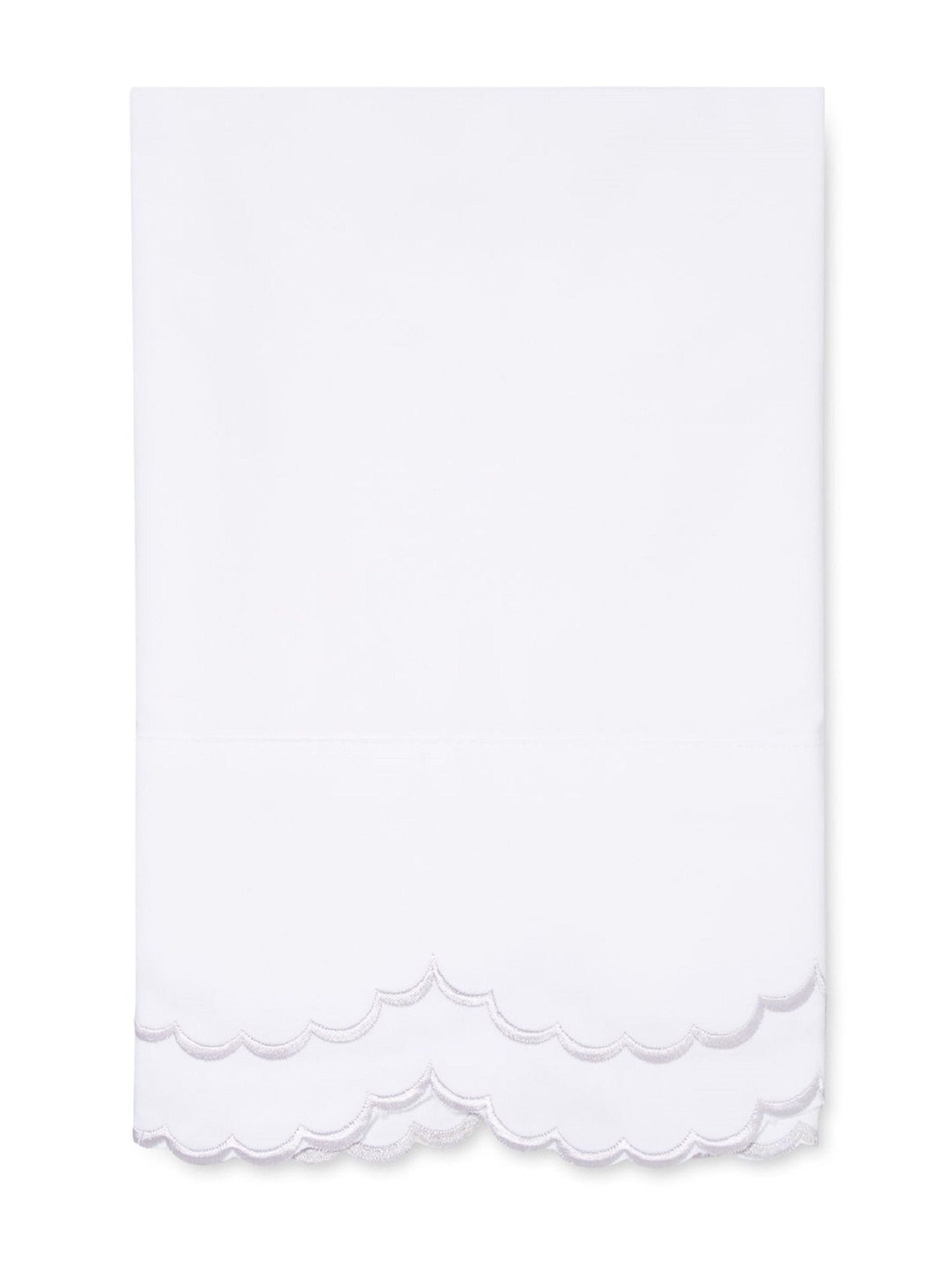 Double Scallop Embroidered Percale Pillowcase Pair - Quahog Bay Bedding