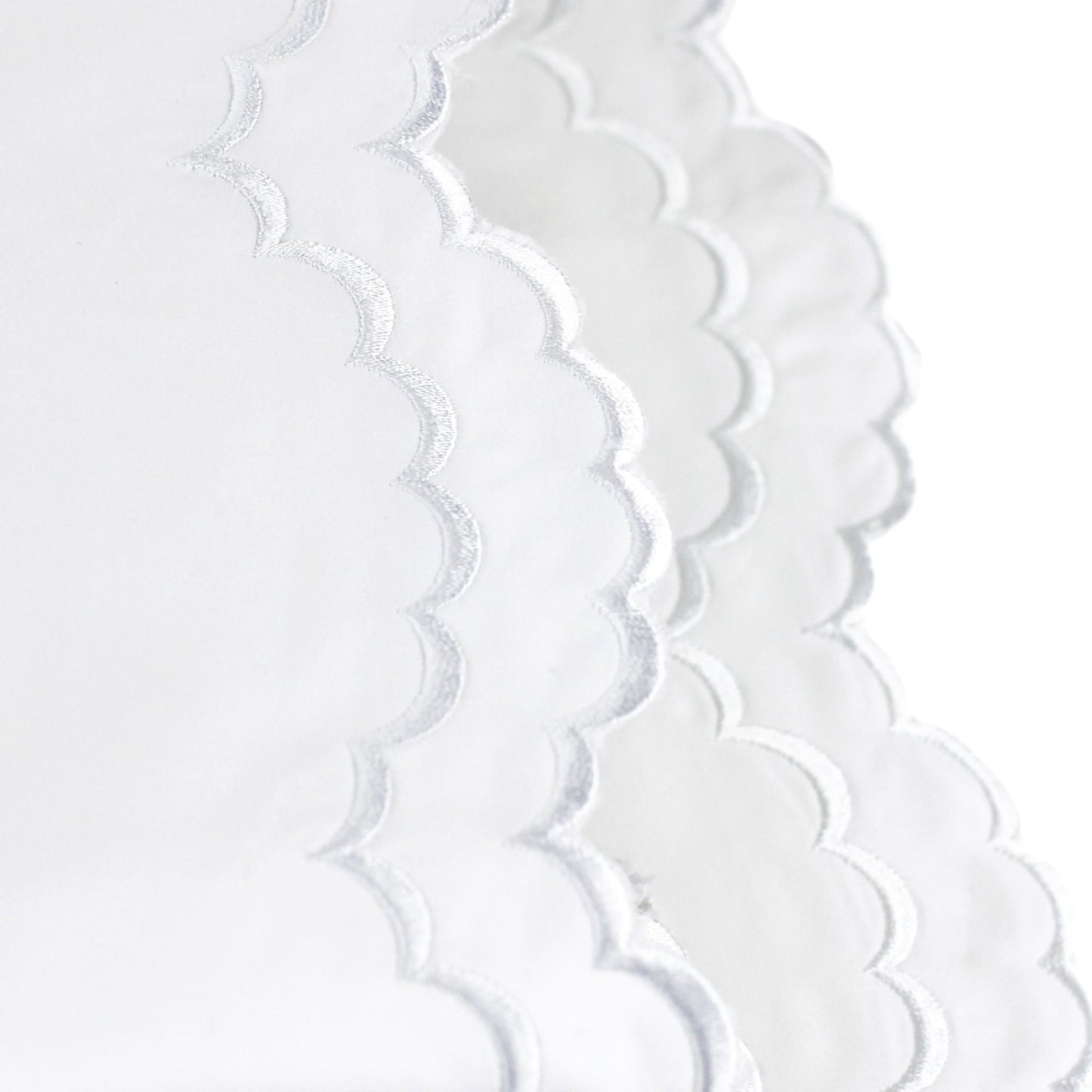 Double Scallop Embroidered Percale Pillowcase Pair - Quahog Bay Bedding