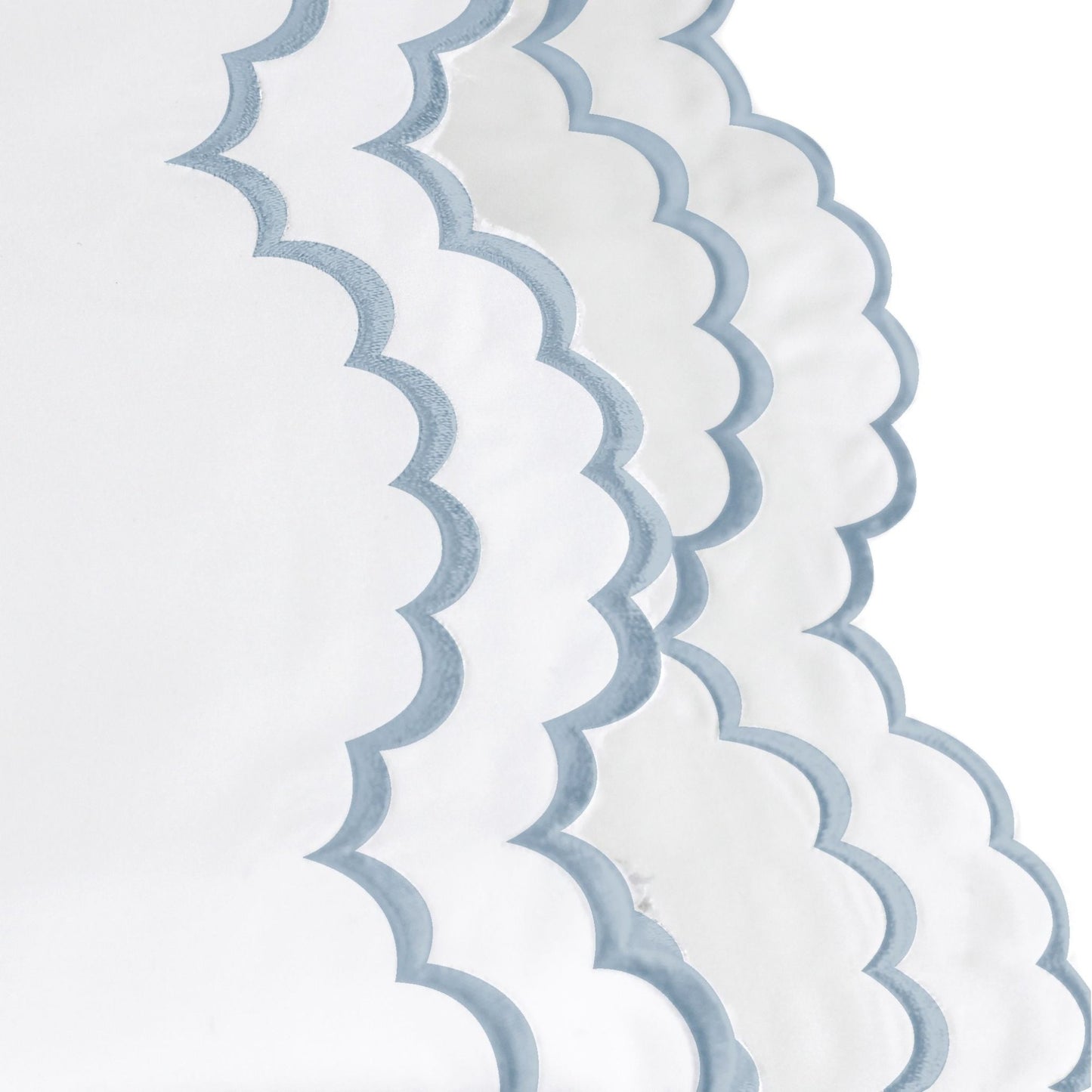Double Scallop Embroidered Percale Pillowcase Pair - Quahog Bay Bedding