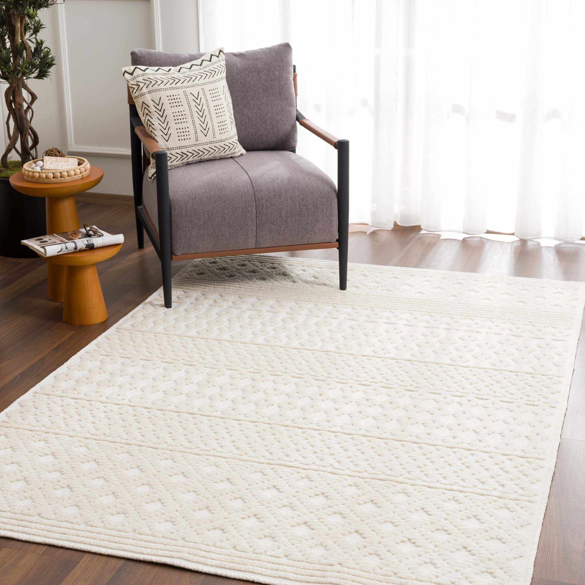 Drago White Washable Area Rug - Quahog Bay Bedding