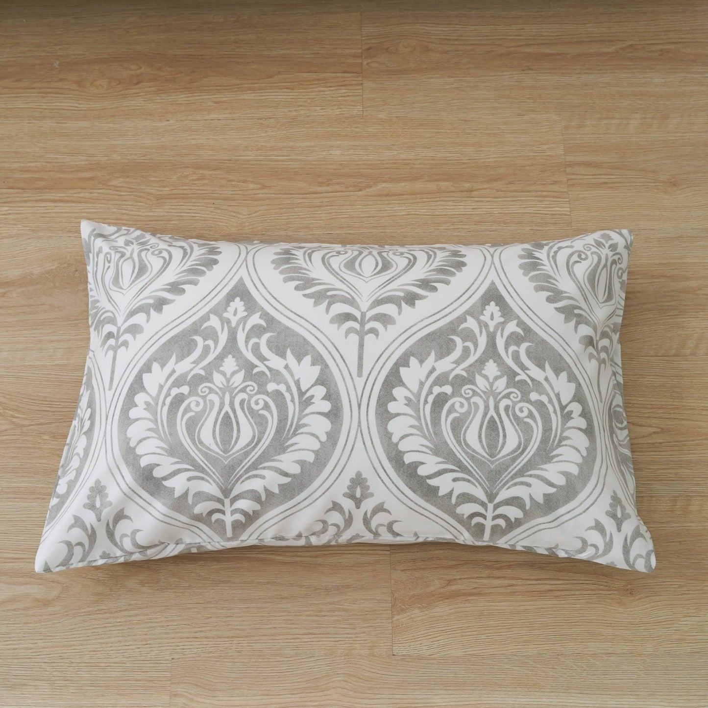 Dreamy Moon Sky Ogee Damask Heather Gray White Bed Sheet Set - Quahog Bay Bedding