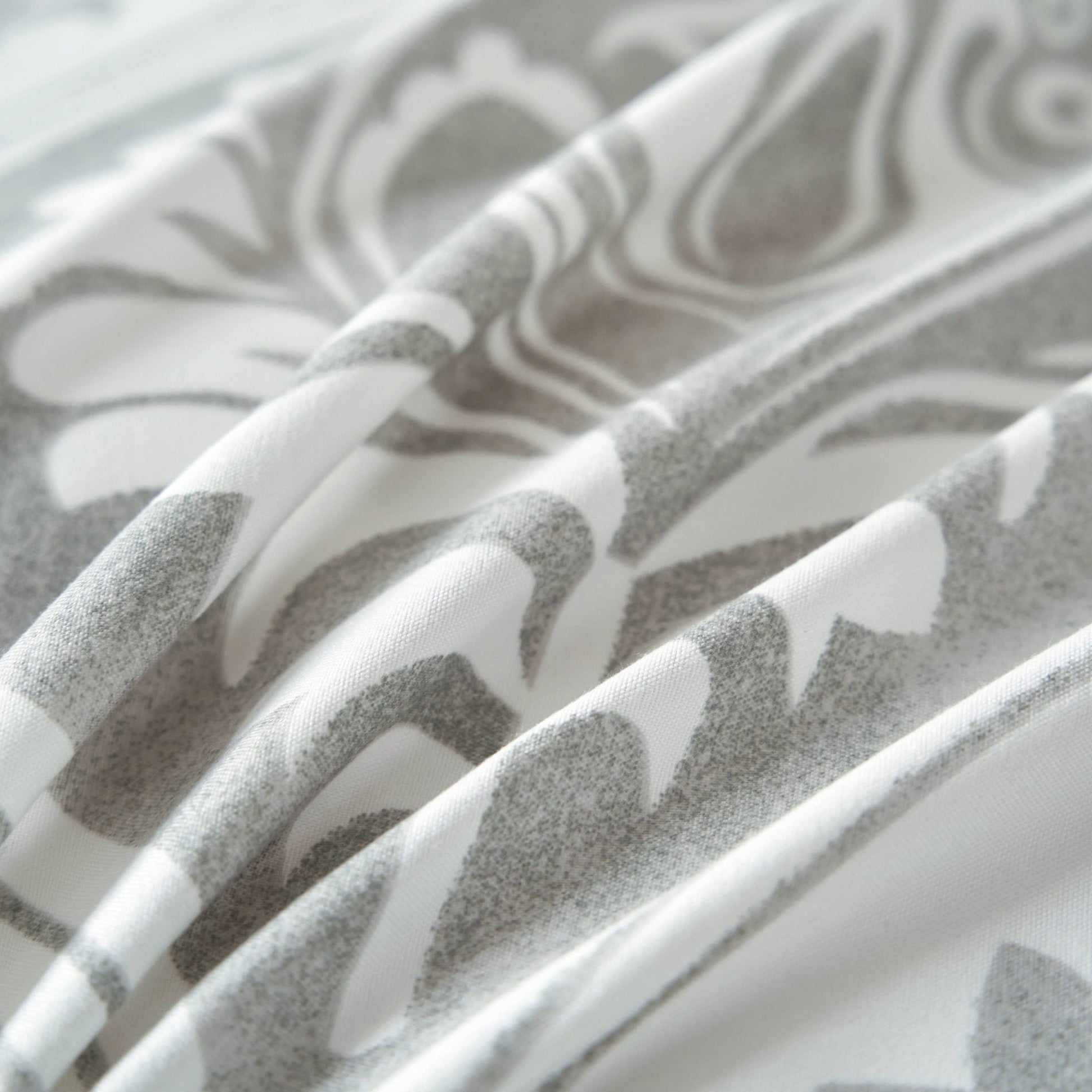 Dreamy Moon Sky Ogee Damask Heather Gray White Duvet Cover Set - Quahog Bay Bedding