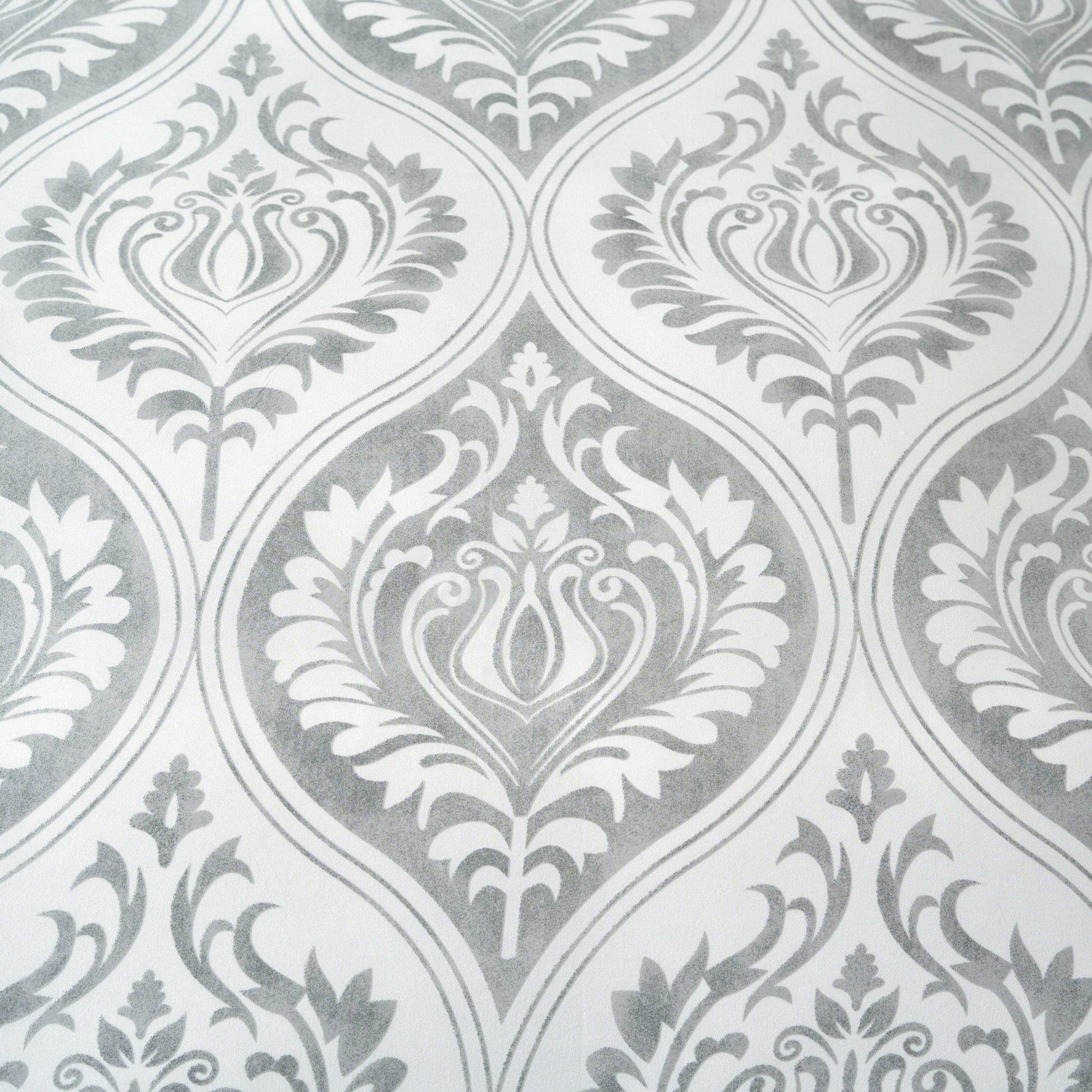 Dreamy Moon Sky Ogee Damask Heather Gray White Duvet Cover Set - Quahog Bay Bedding