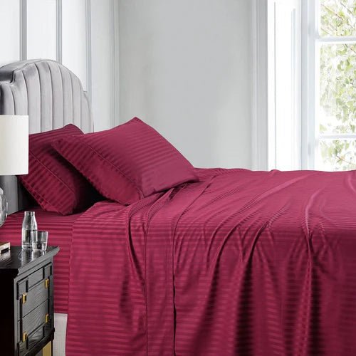 Egyptian Linens 608TC 100% Cotton Split King Stripe Adjustable Bed Sheets - Quahog Bay Bedding