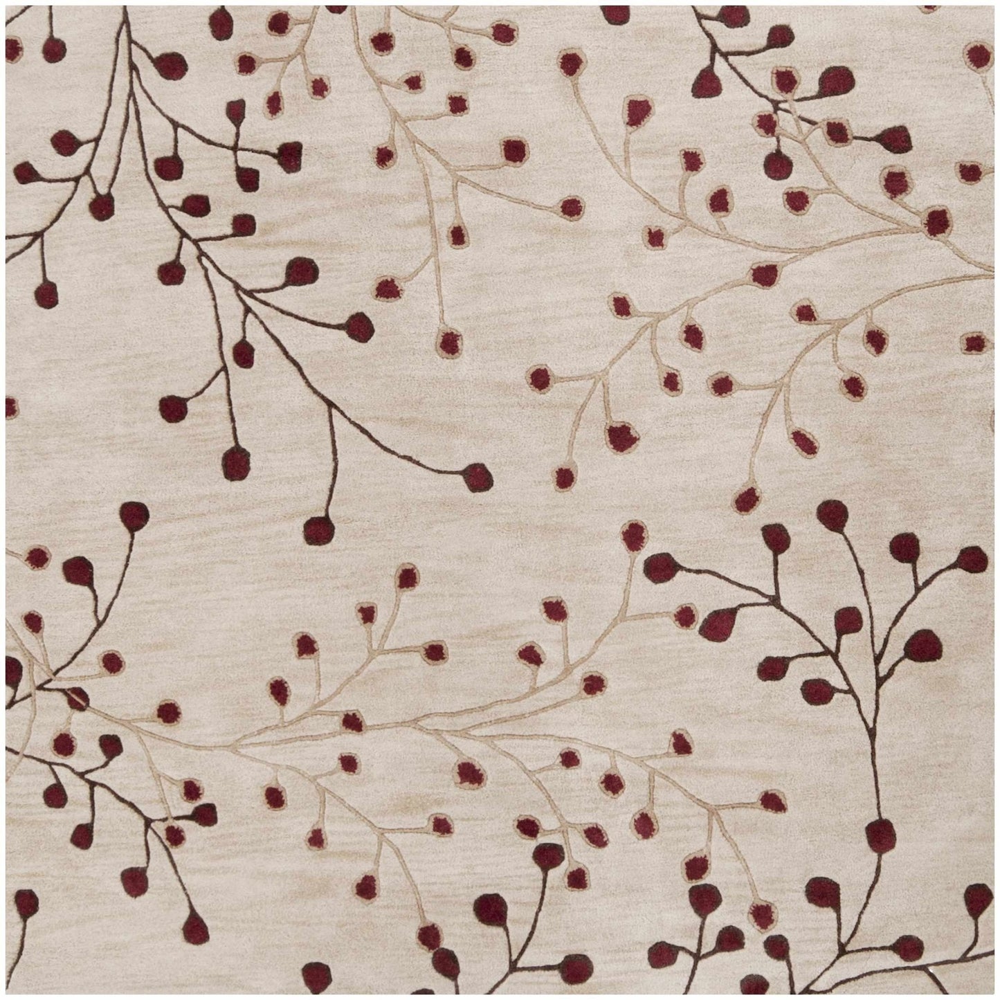 Elsu Beige&Burgandy Wool Rug - Quahog Bay Bedding
