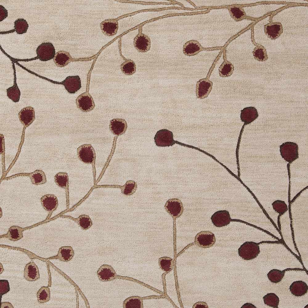 Elsu Beige&Burgandy Wool Rug - Quahog Bay Bedding