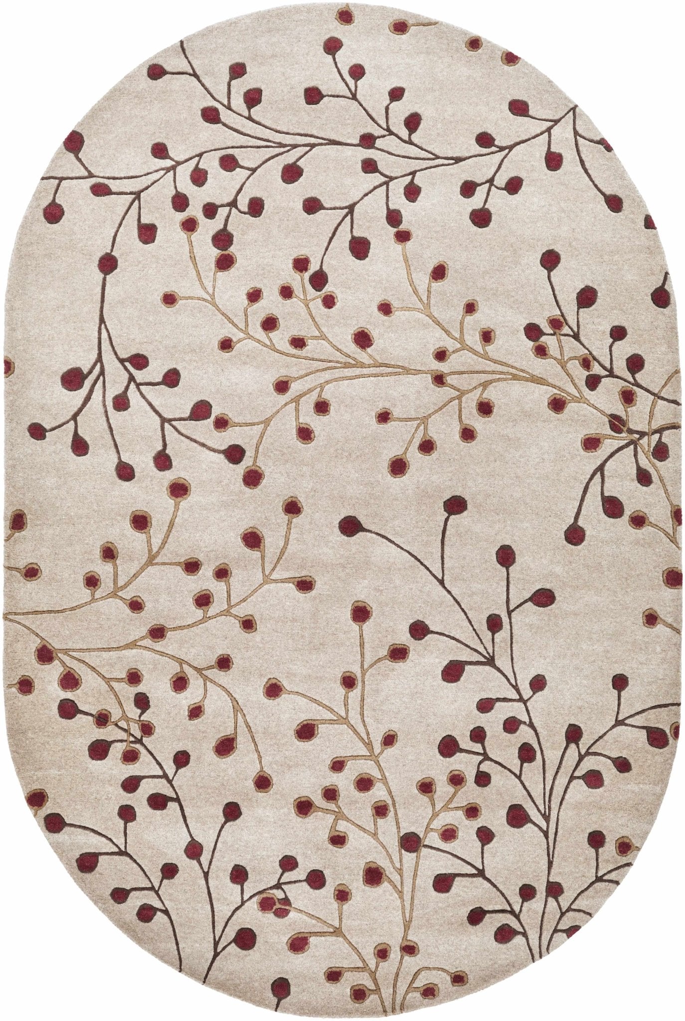 Elsu Beige&Burgandy Wool Rug - Quahog Bay Bedding