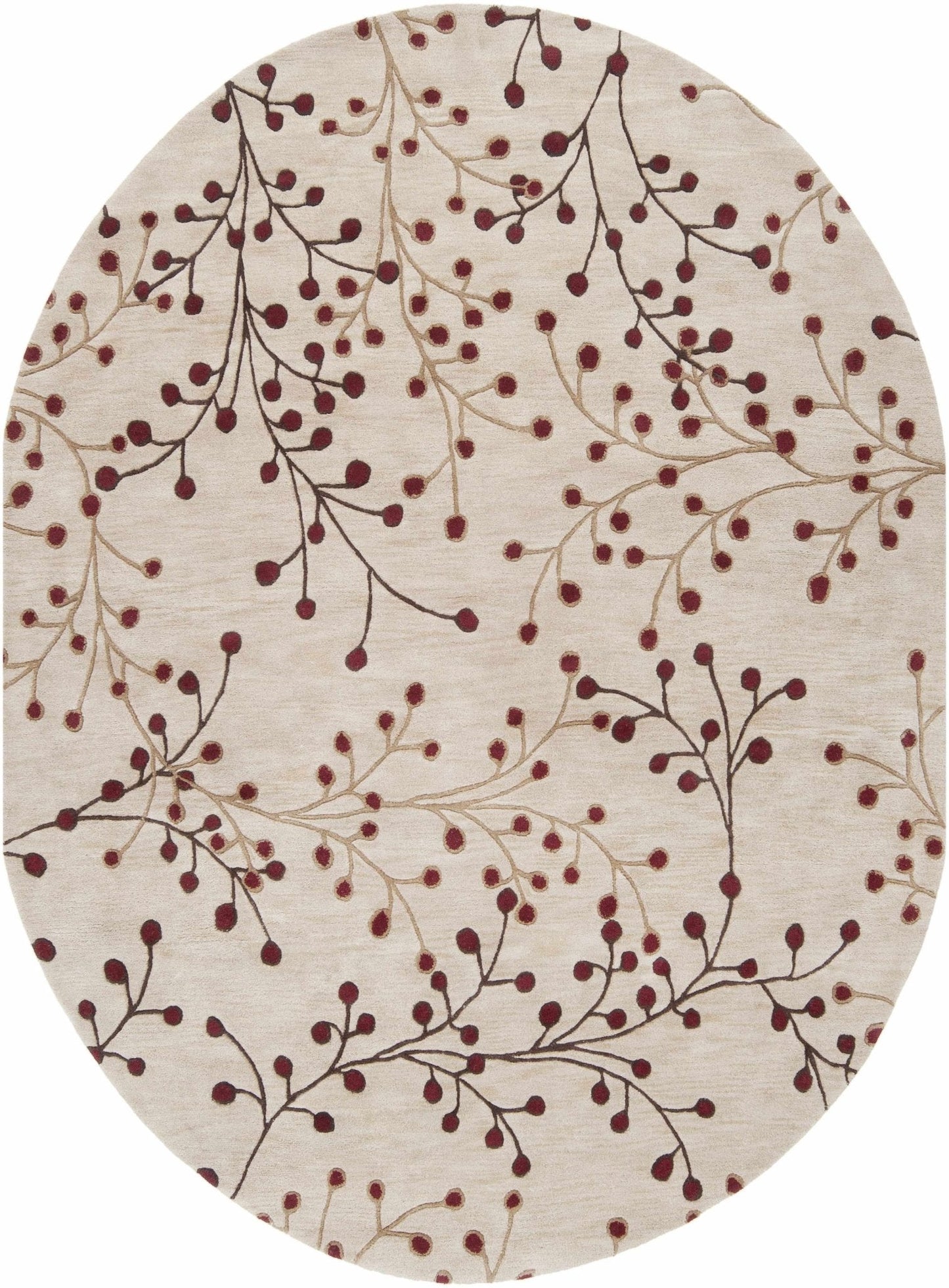 Elsu Beige&Burgandy Wool Rug - Quahog Bay Bedding