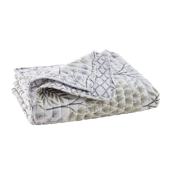 English Forest Quilted Throw - Natural - Quahog Bay Bedding
