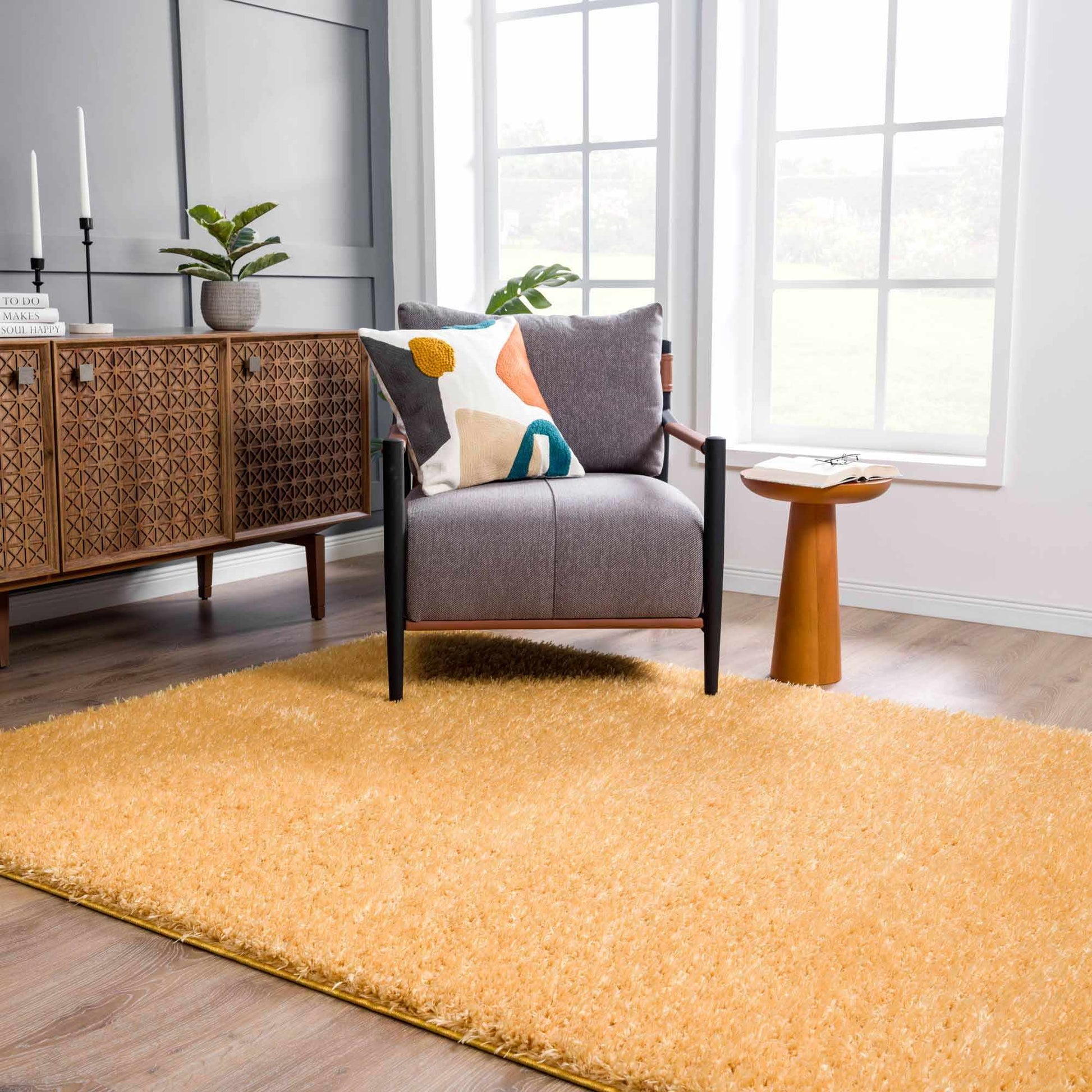 Faina Gold Yellow Washable Shag Rug - Quahog Bay Bedding