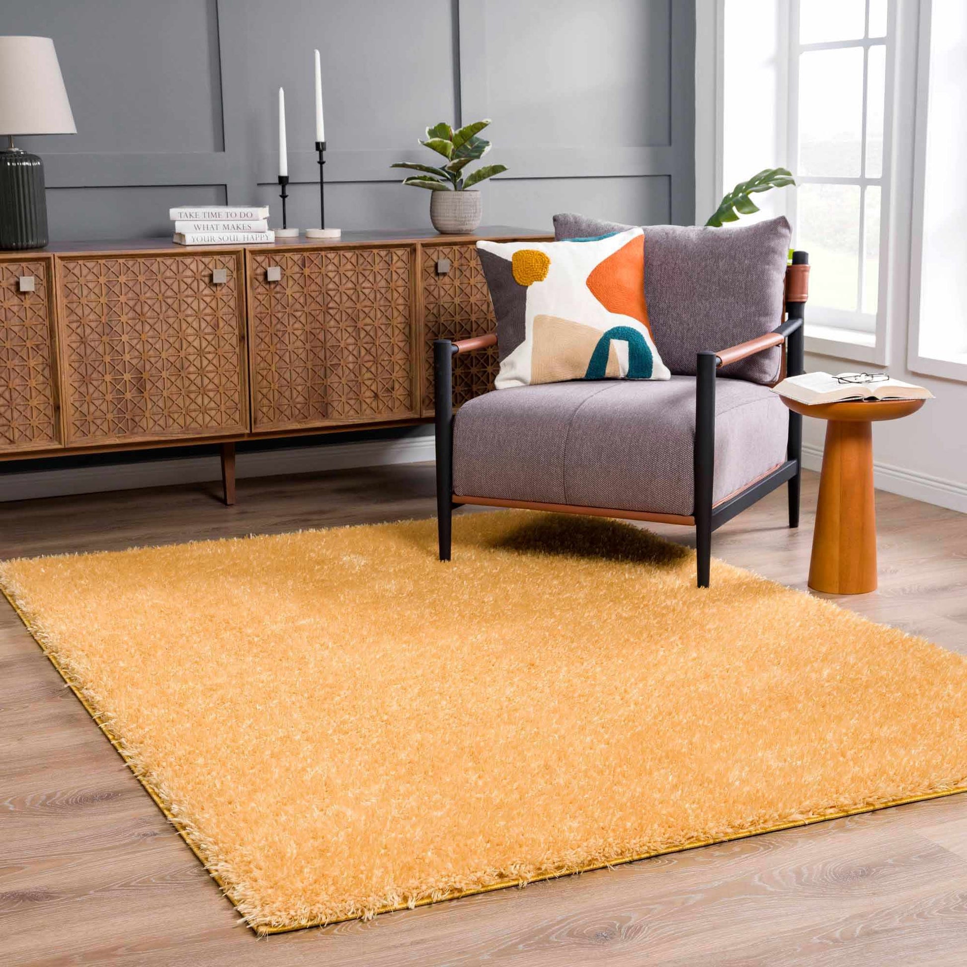 Faina Gold Yellow Washable Shag Rug - Quahog Bay Bedding