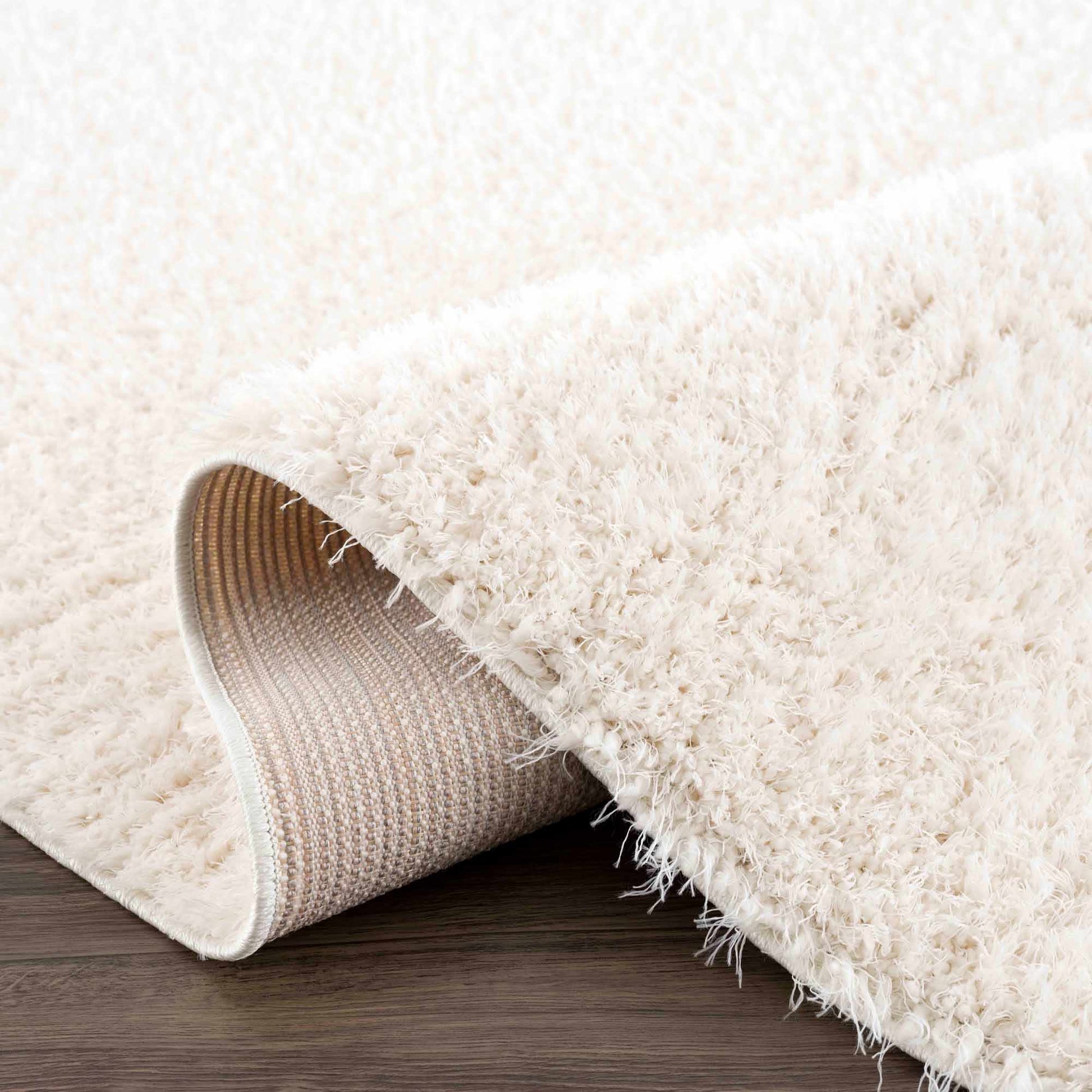 Faina Solid Cream Shag Rug Washable - Quahog Bay Bedding