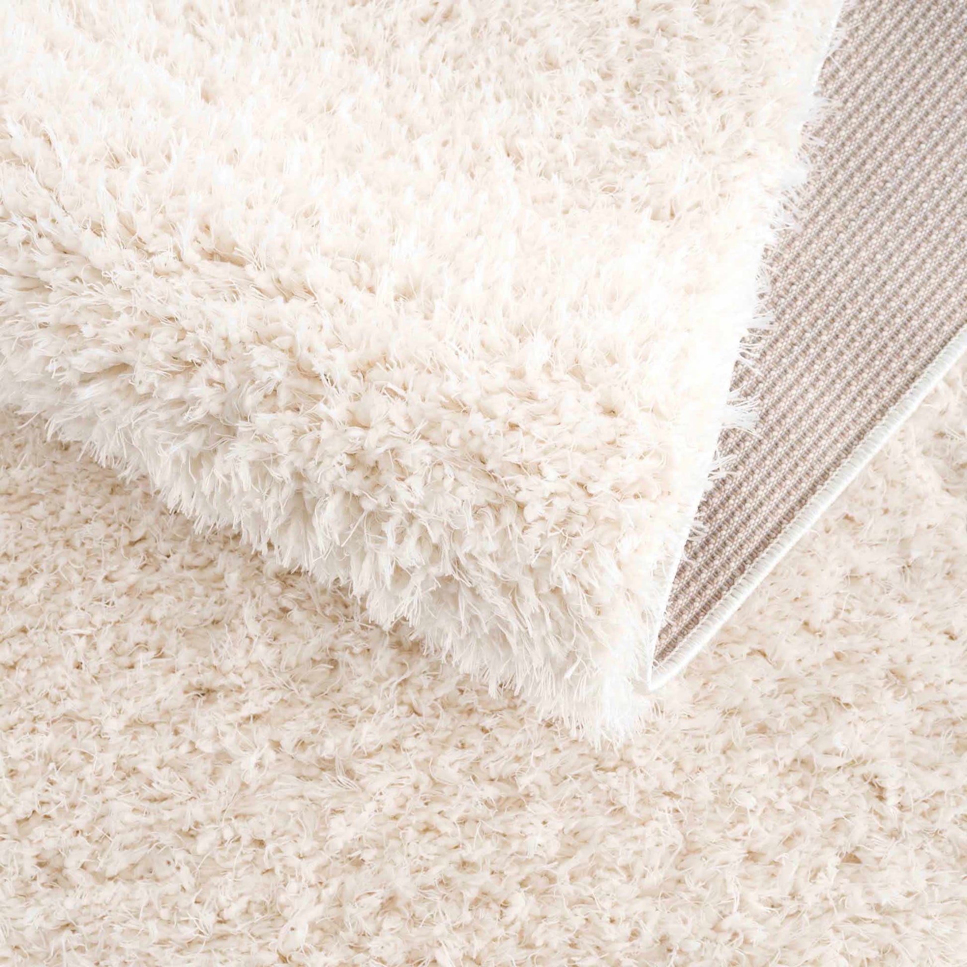 Faina Solid Cream Shag Rug Washable - Quahog Bay Bedding