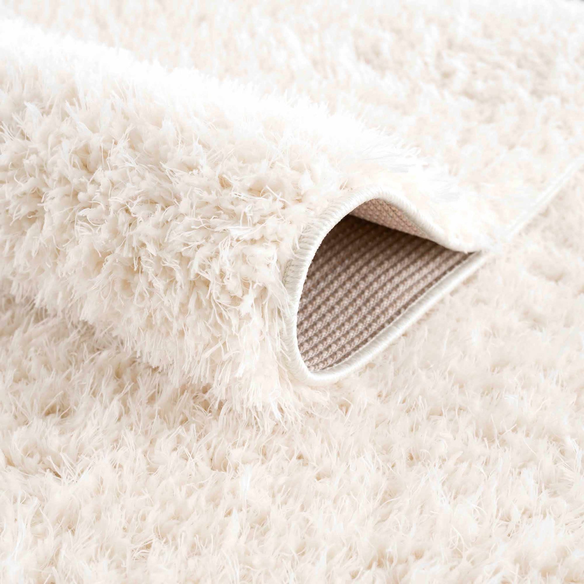 Faina Solid Cream Shag Rug Washable - Quahog Bay Bedding