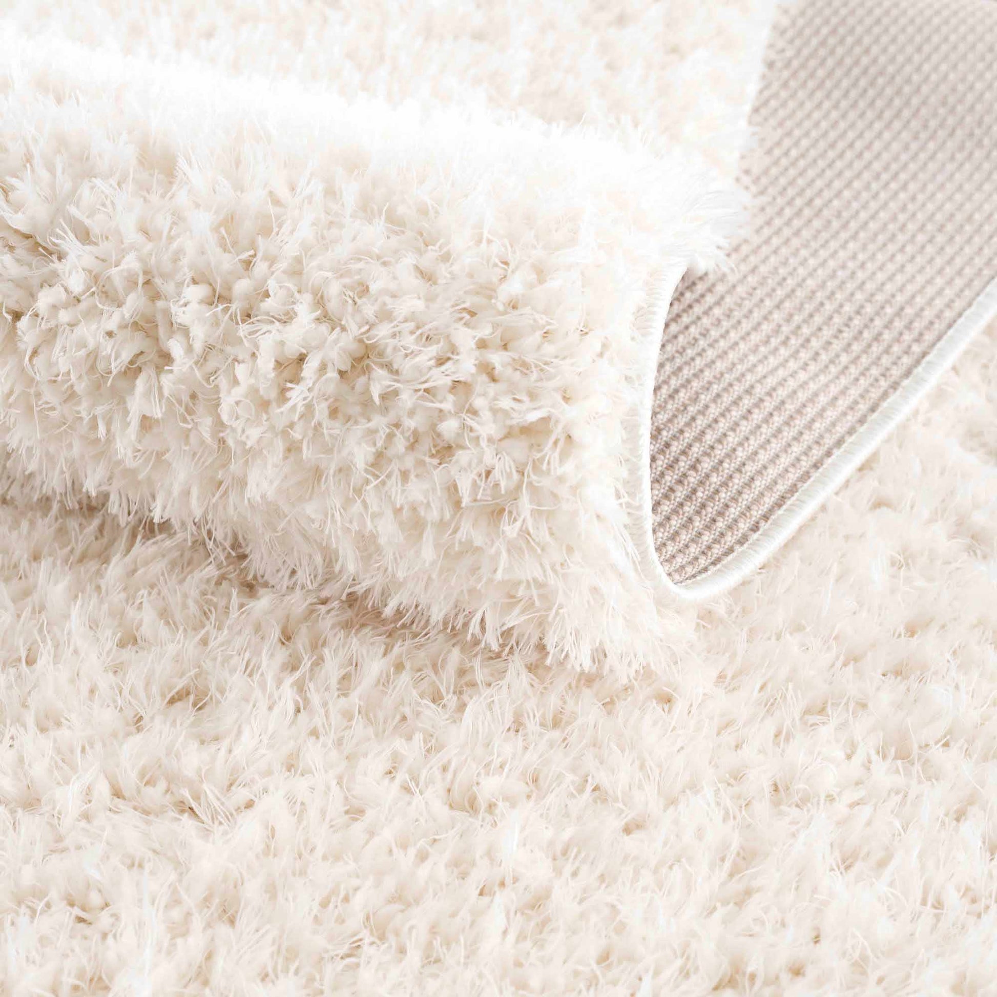 Faina Solid Cream Shag Rug Washable - Quahog Bay Bedding