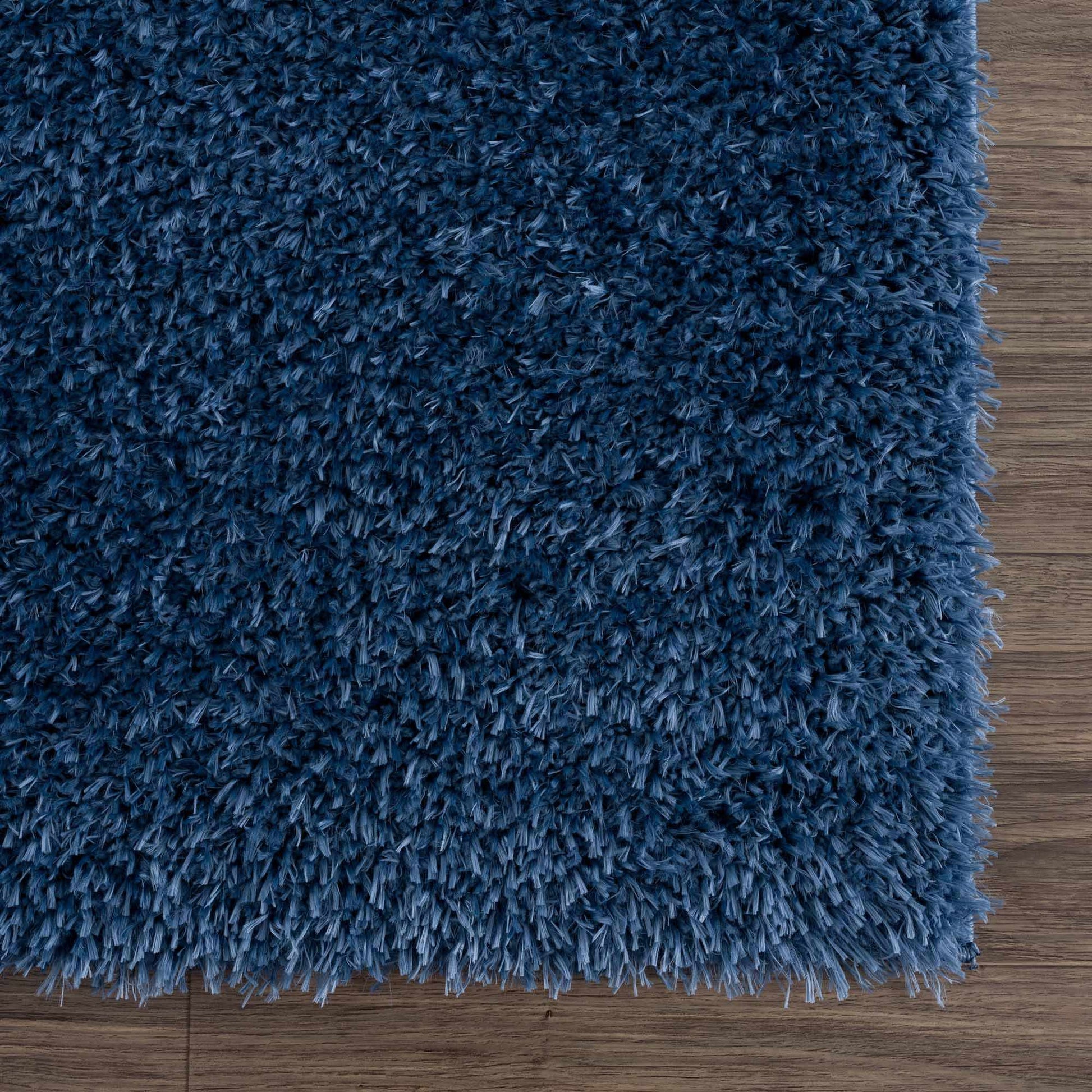 Faina Solid Dark Blue Shag Rug Washable - Quahog Bay Bedding