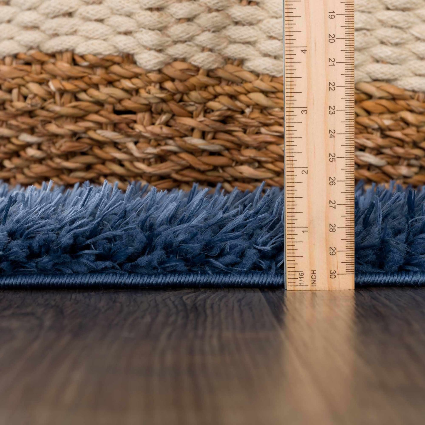 Faina Solid Dark Blue Shag Rug Washable - Quahog Bay Bedding