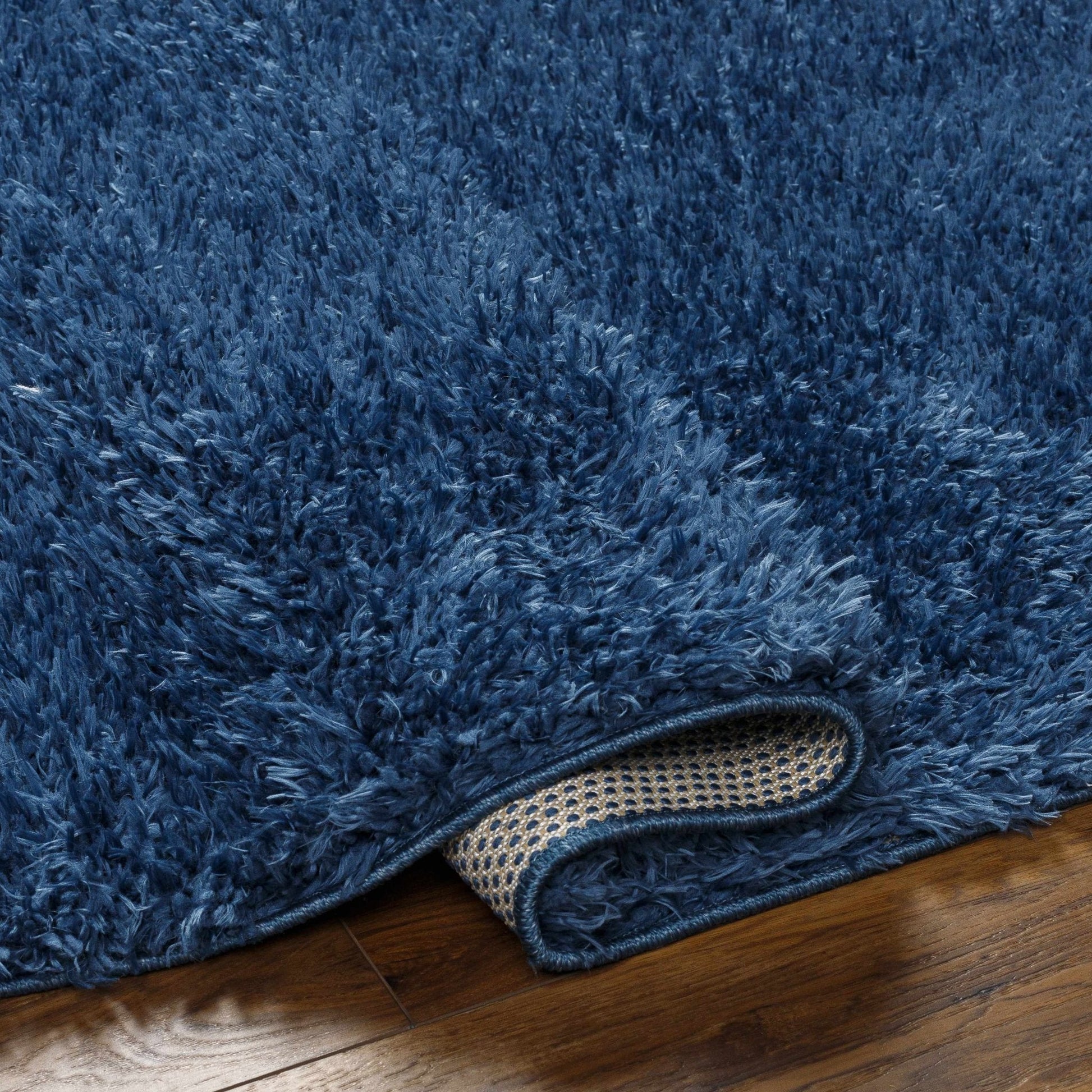 Faina Solid Dark Blue Shag Rug Washable - Quahog Bay Bedding