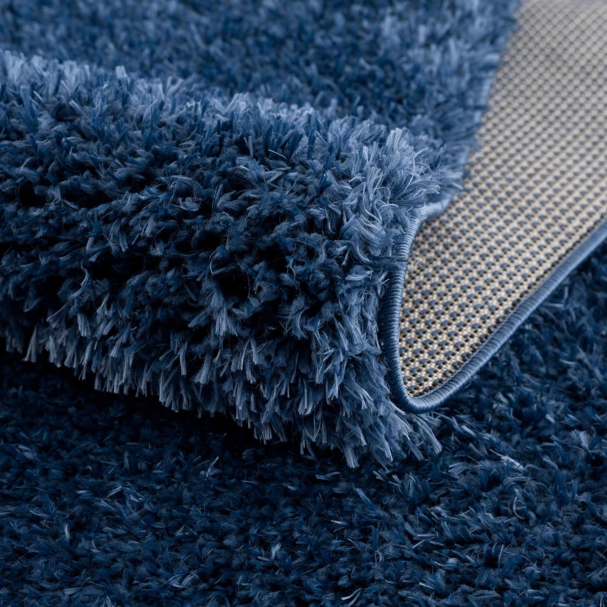 Faina Solid Dark Blue Shag Rug Washable - Quahog Bay Bedding