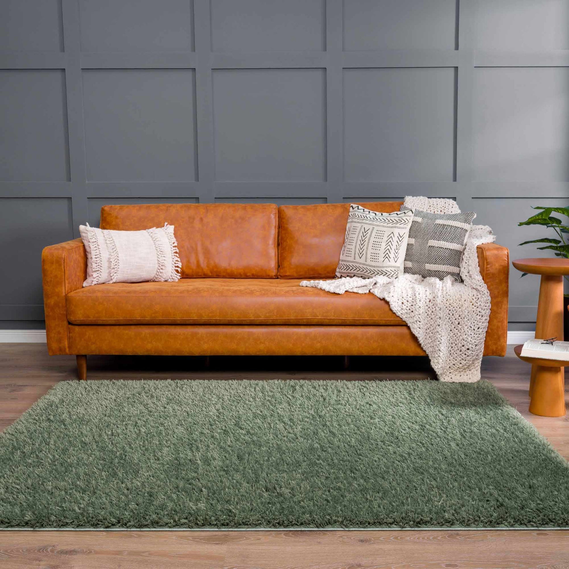 Faina Solid Green Shag Rug Washable - Quahog Bay Bedding