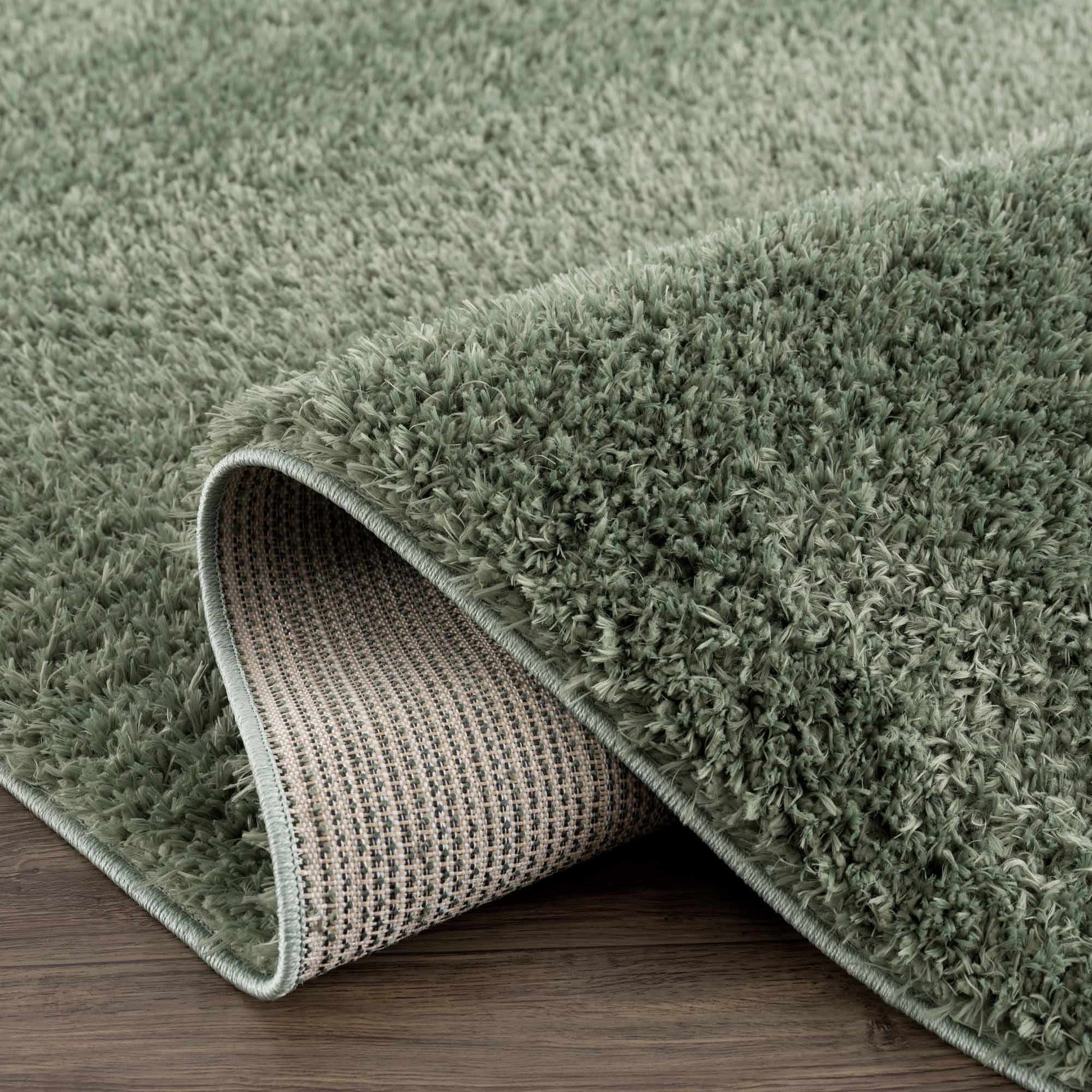 Faina Solid Green Shag Rug Washable - Quahog Bay Bedding