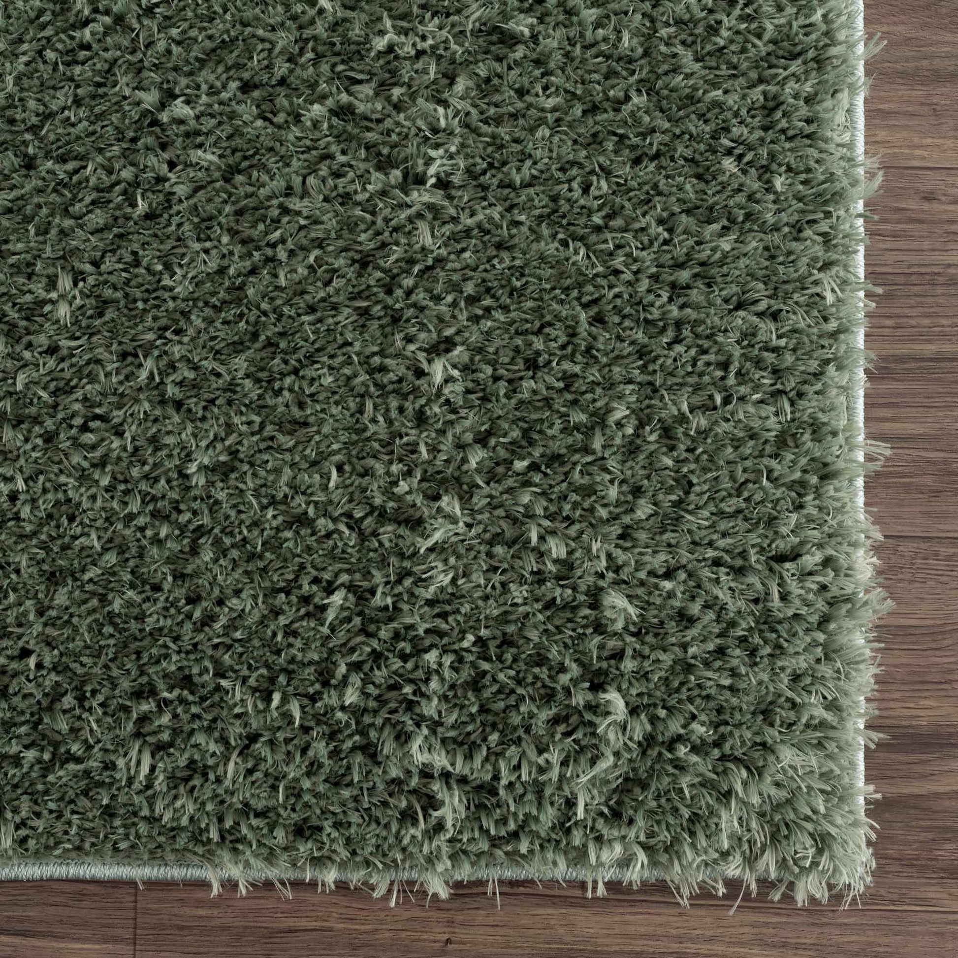 Faina Solid Green Shag Rug Washable - Quahog Bay Bedding