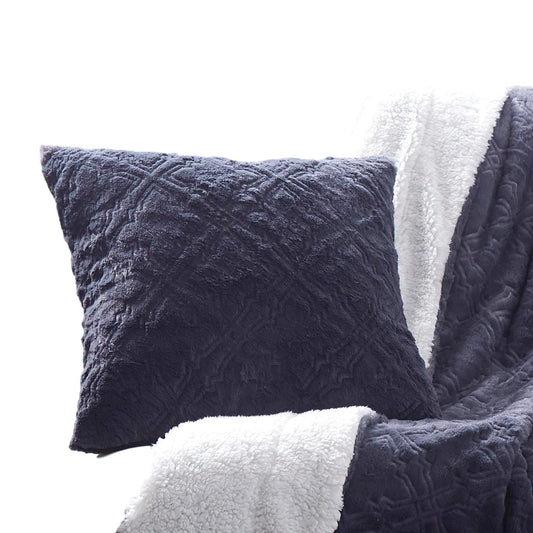 Faux Fur Steel Navy Blue Diamond Trellis Pattern Euro Sham - Quahog Bay Bedding