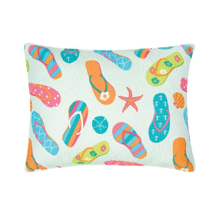 Flip Flops Coastal Quilt Set - Lightweight Microfiber - 3PC - Quahog Bay Bedding